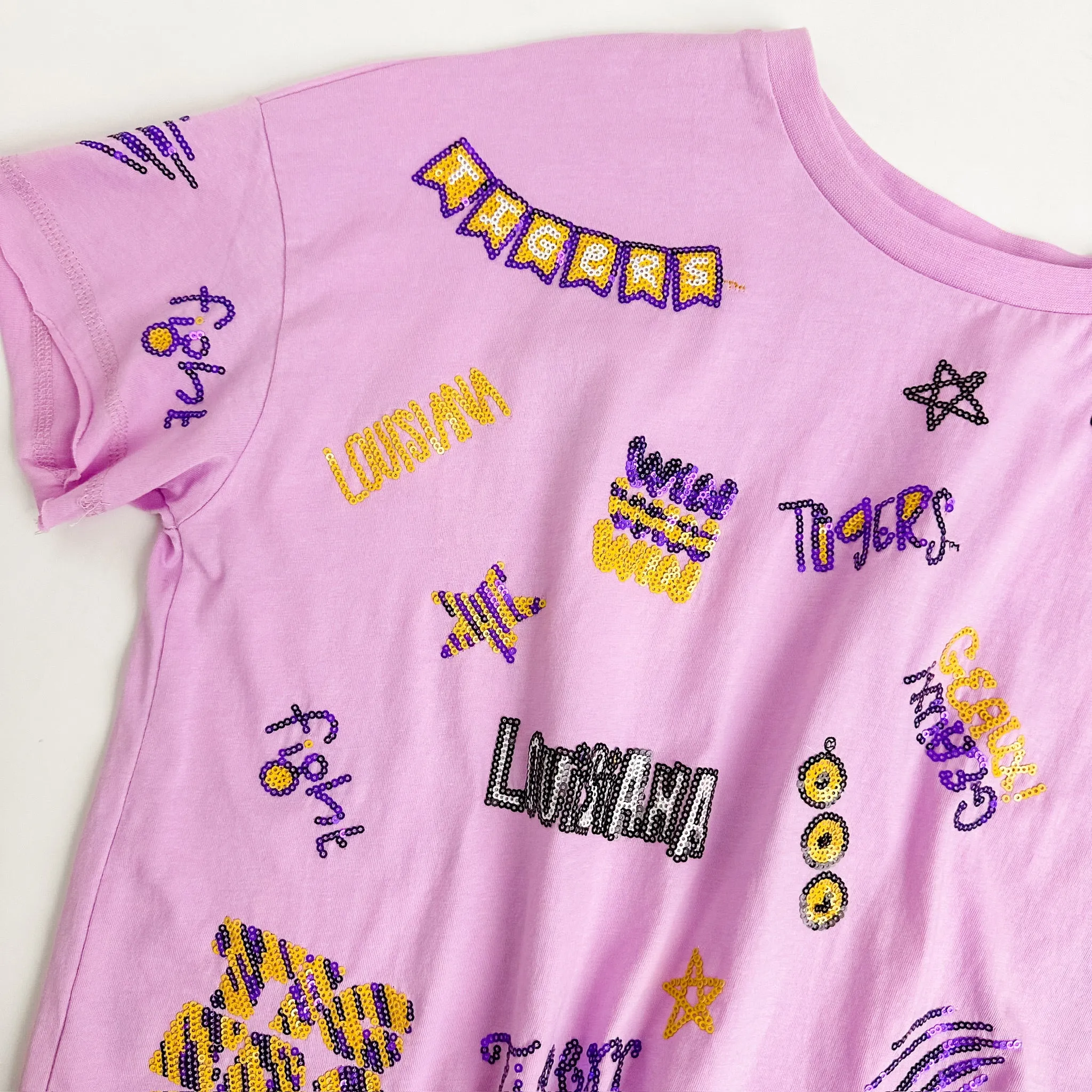 The LSU Sequin Boxy Tee sold by Mimosa product image thumbnail 2