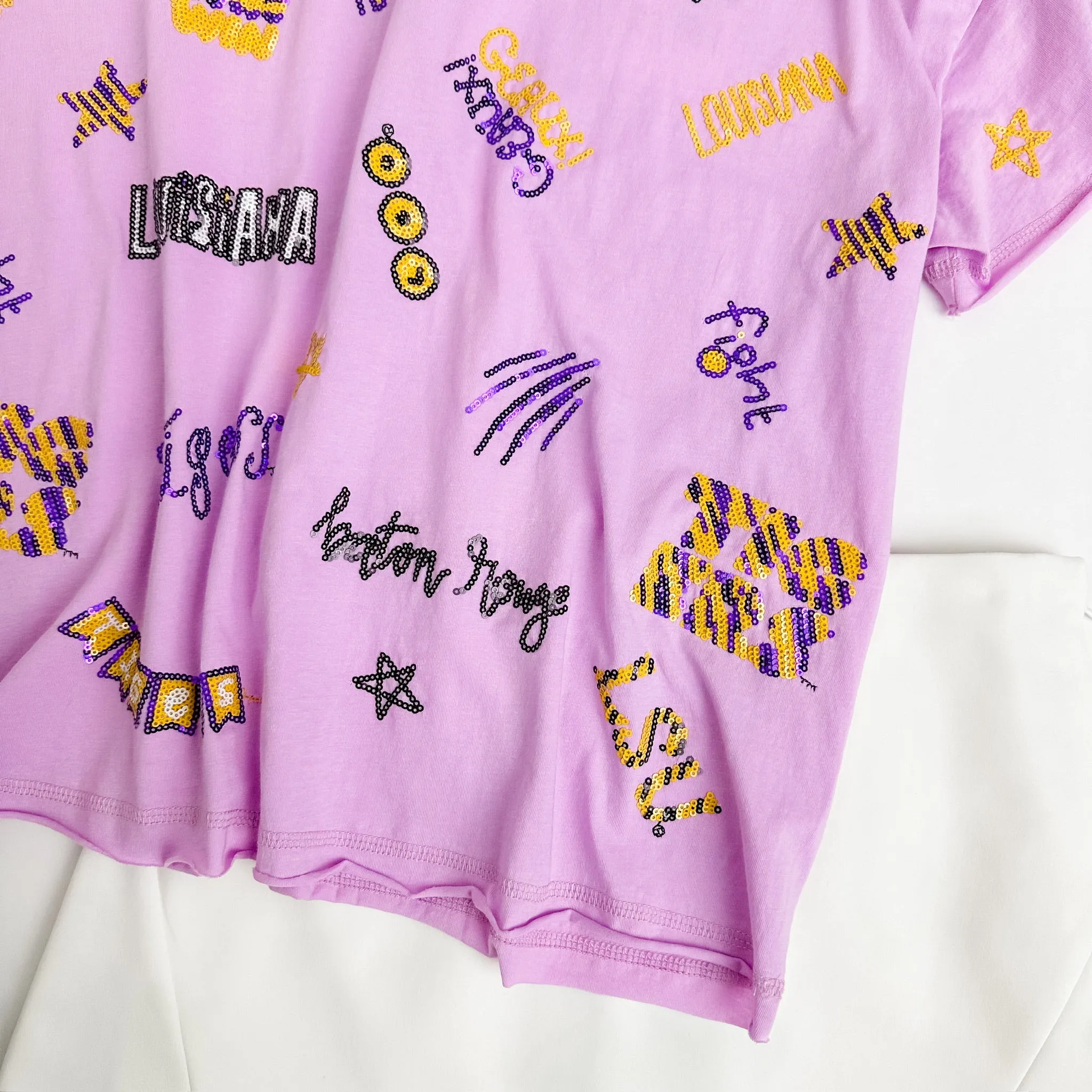 The LSU Sequin Boxy Tee sold by Mimosa product image thumbnail 3