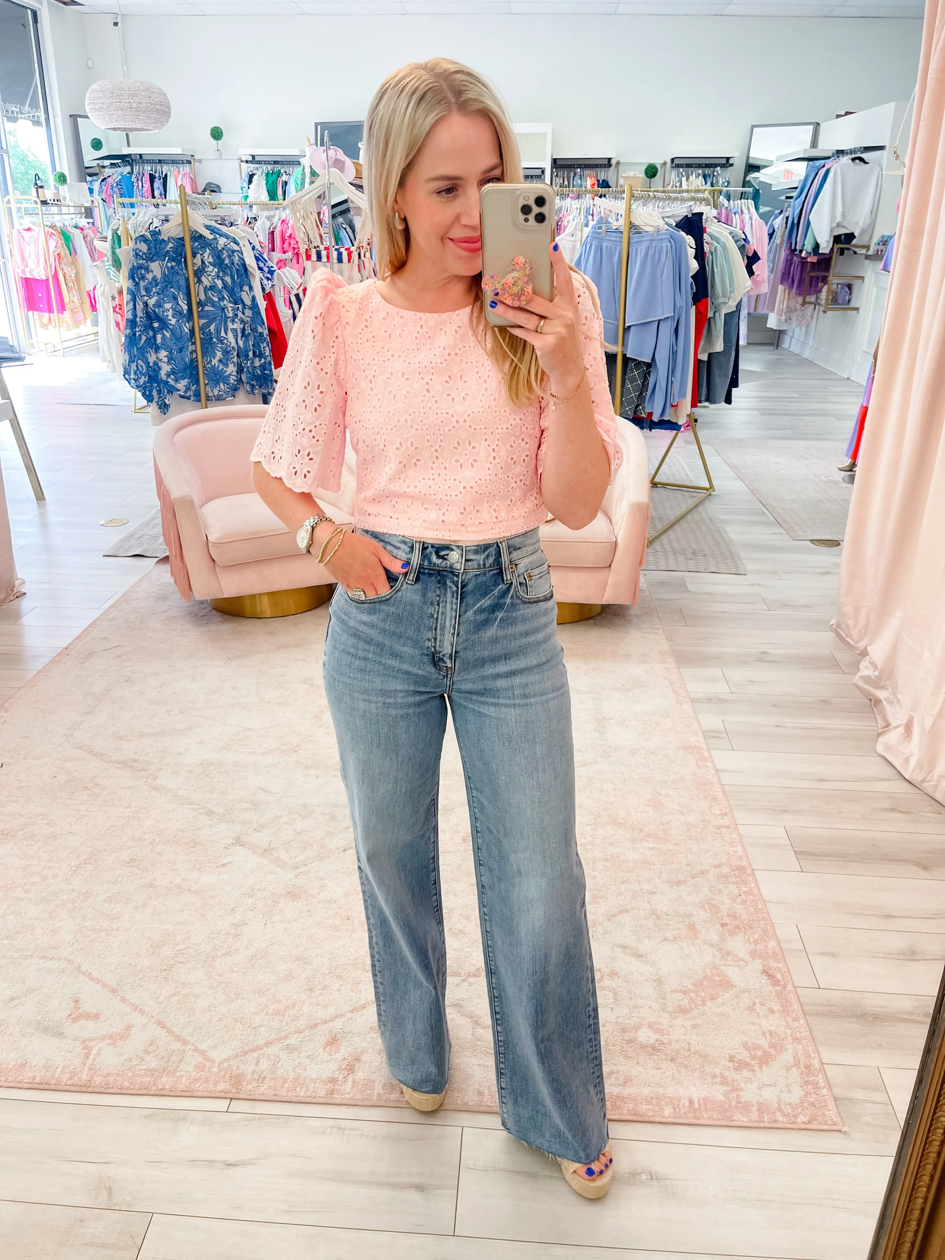 Oakley Eyelet Lace Crop Blouse sold by Mimosa product image thumbnail 5