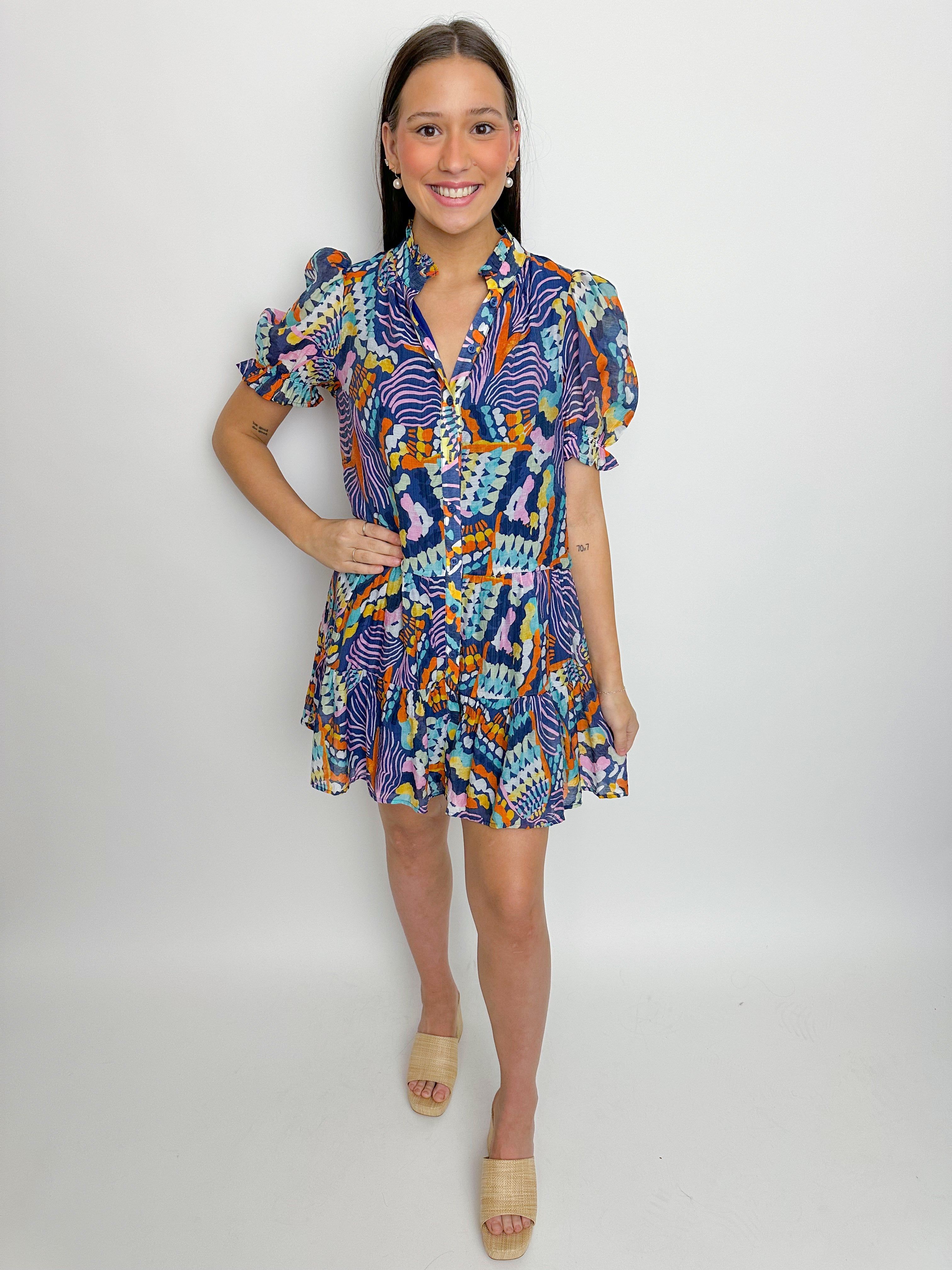 Tristan Printed Mini Dress sold by Mimosa