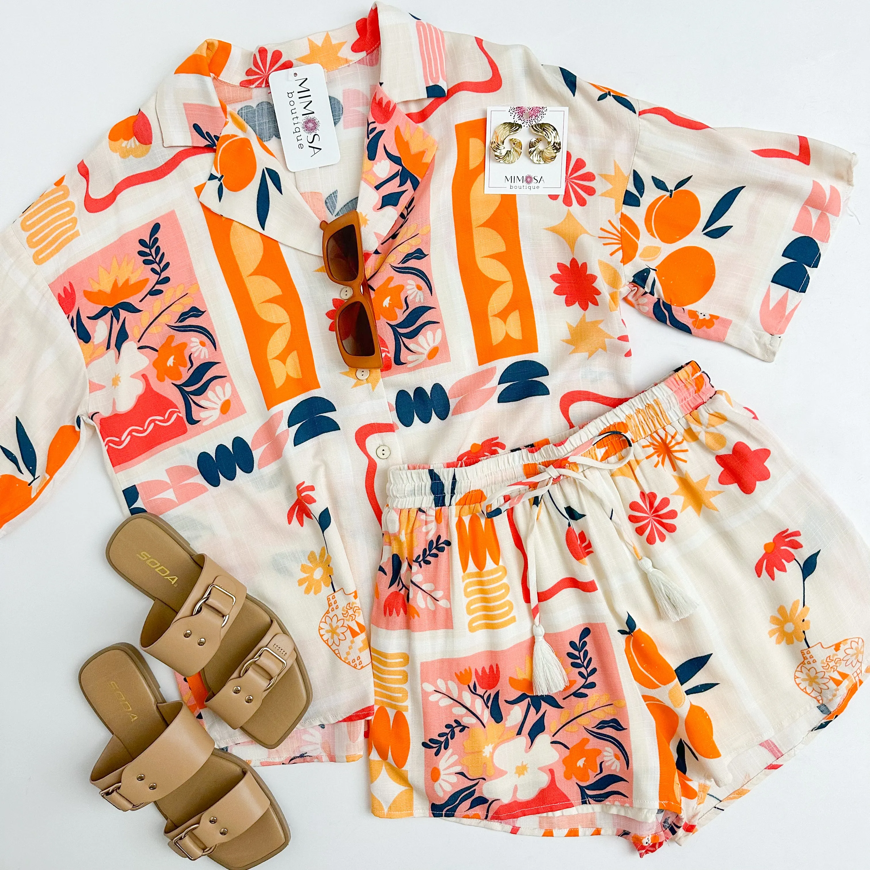 Citrus Summer Button Up & Short Set sold by Mimosa