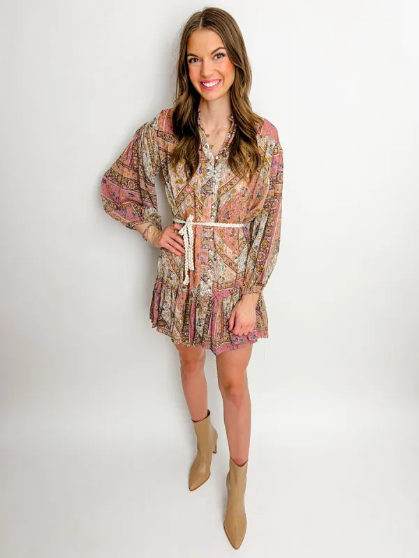 Florinda Tie Waist Mini Dress sold by Mimosa