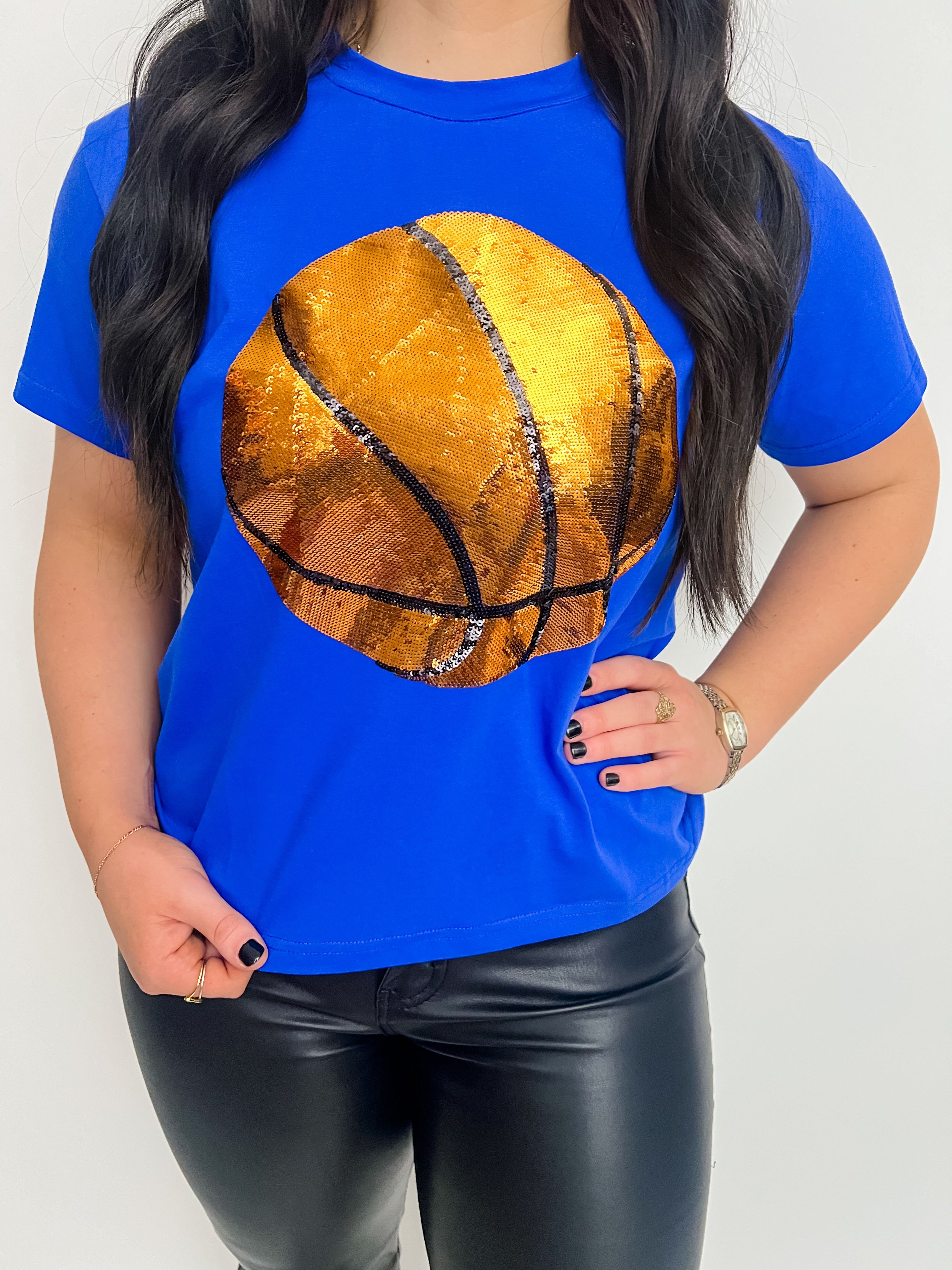 Sequin Basketball Tee Royal sold by Mimosa product image thumbnail 5