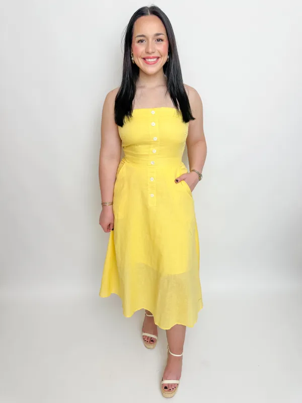 Amenie Strapless Linen Midi Dress sold by Mimosa