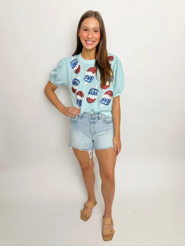 Sequin Patriotic Pop Knit Top sold by Mimosa