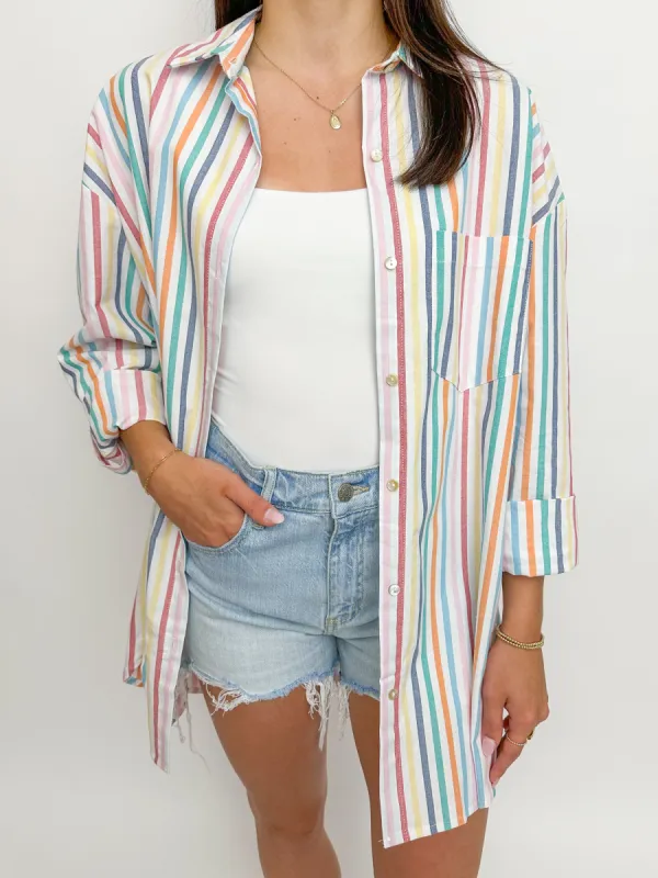 Solstice Stripe Oversized Button Up sold by Mimosa