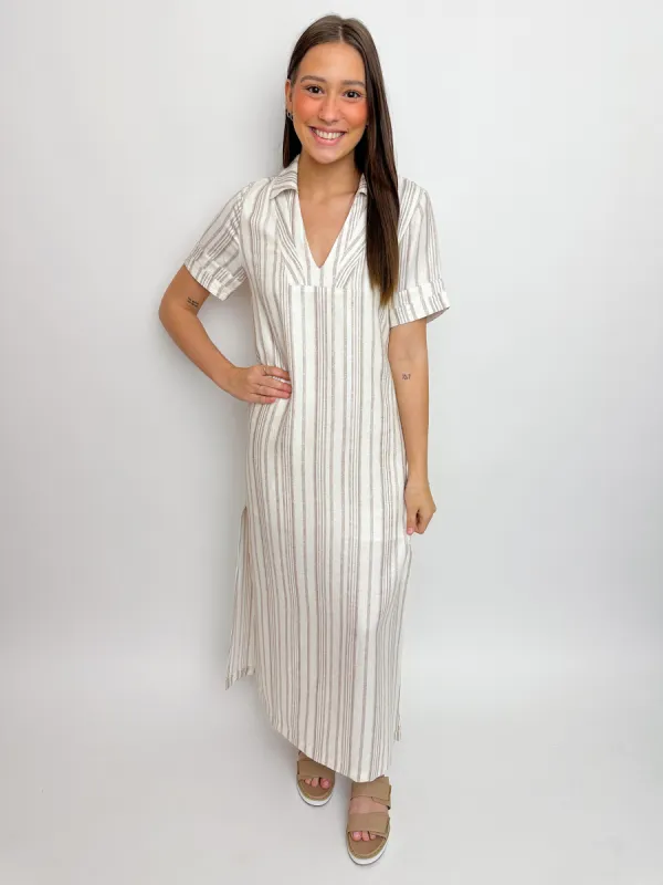 Maven Stripe Maxi Shirt Dress sold by Mimosa
