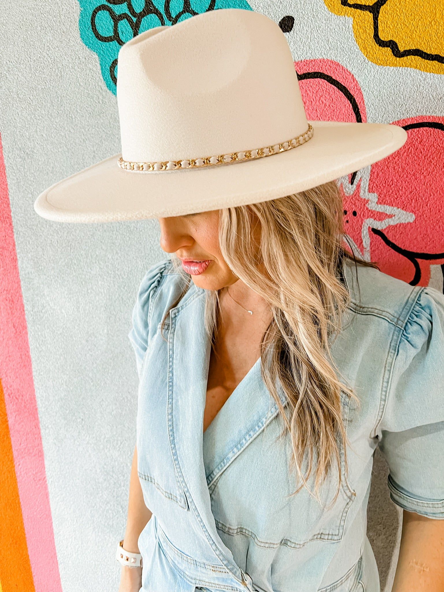 Chain Trim Felt Hat sold by Mimosa product image thumbnail 2