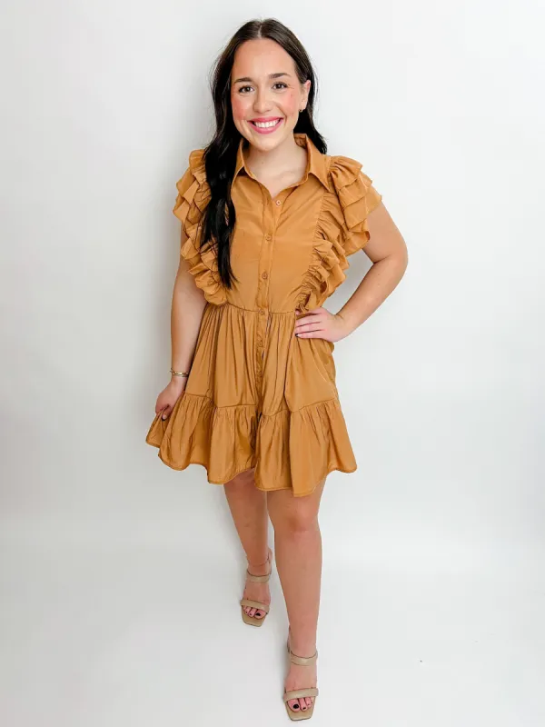 Ruffle Button Up Dress sold by Mimosa