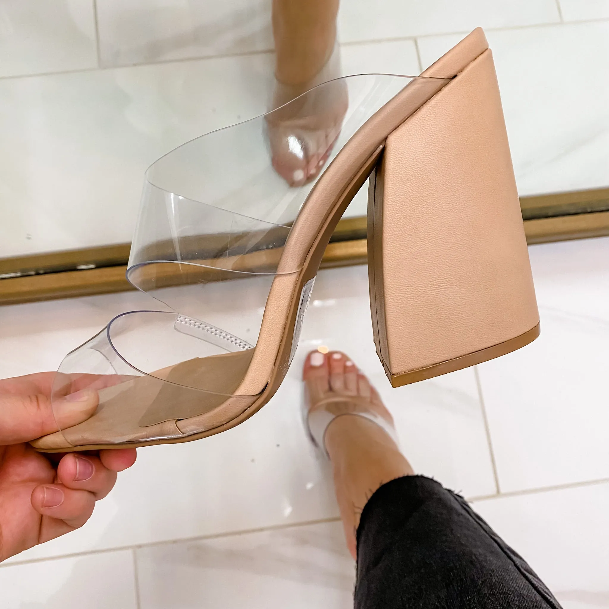 Cage Clear Mule Heel sold by Mimosa