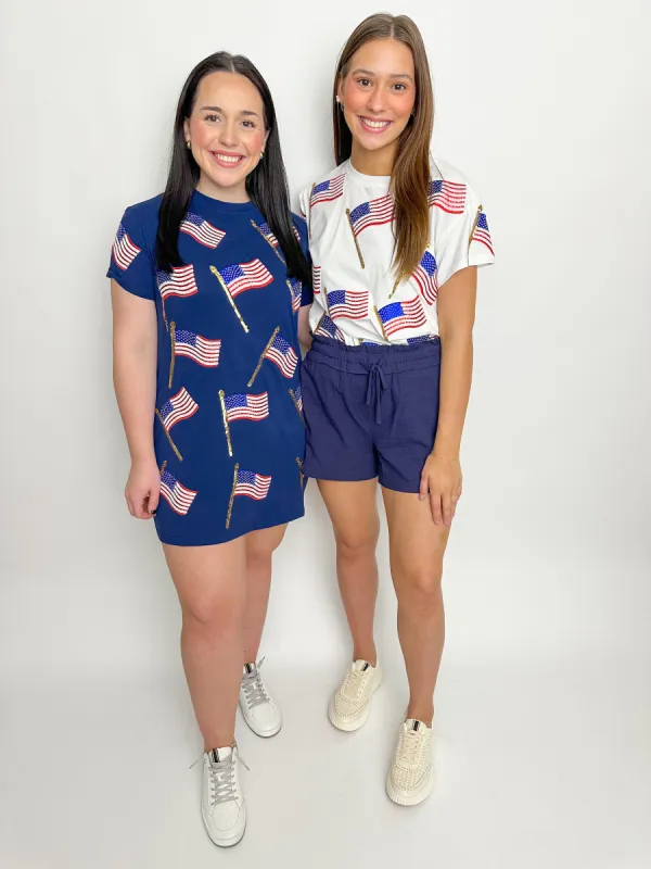 Scattered Metallic American Flag Tee sold by Mimosa