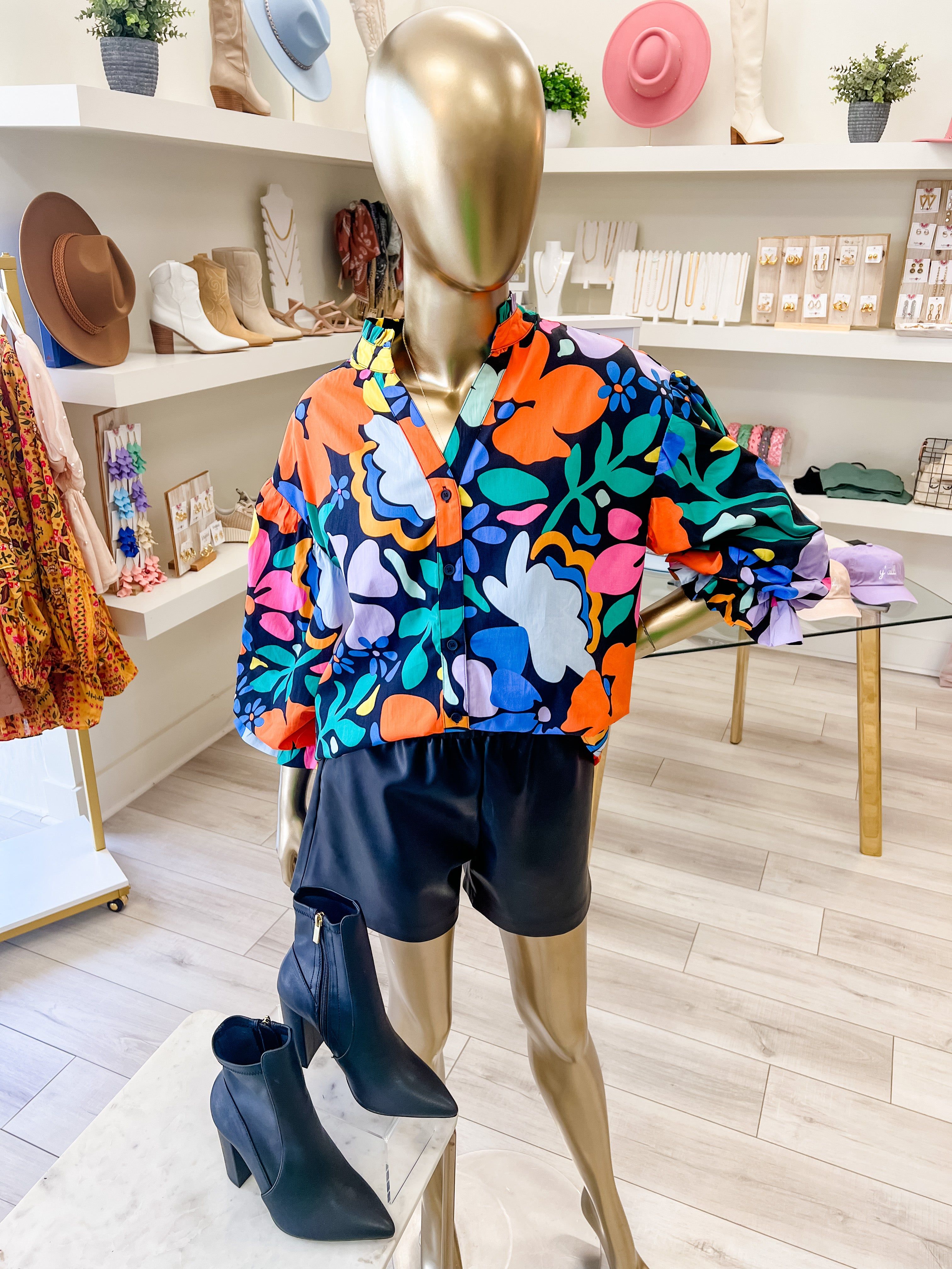 Large Floral Poplin Puff Sleeve Blouse sold by Mimosa product image thumbnail 5