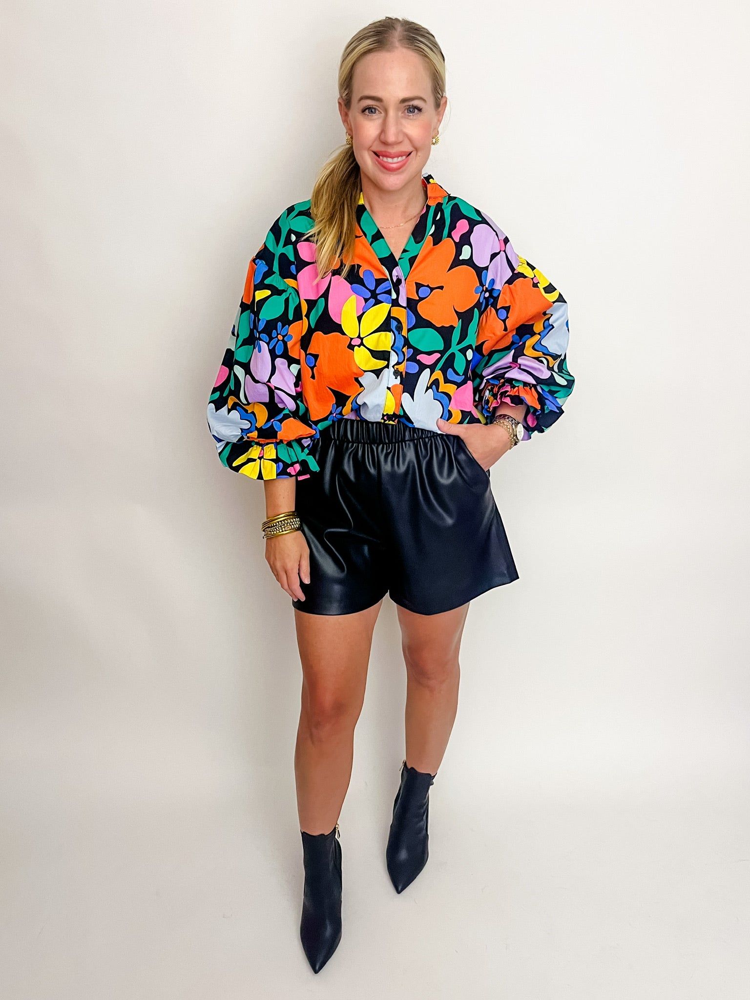 Large Floral Poplin Puff Sleeve Blouse sold by Mimosa