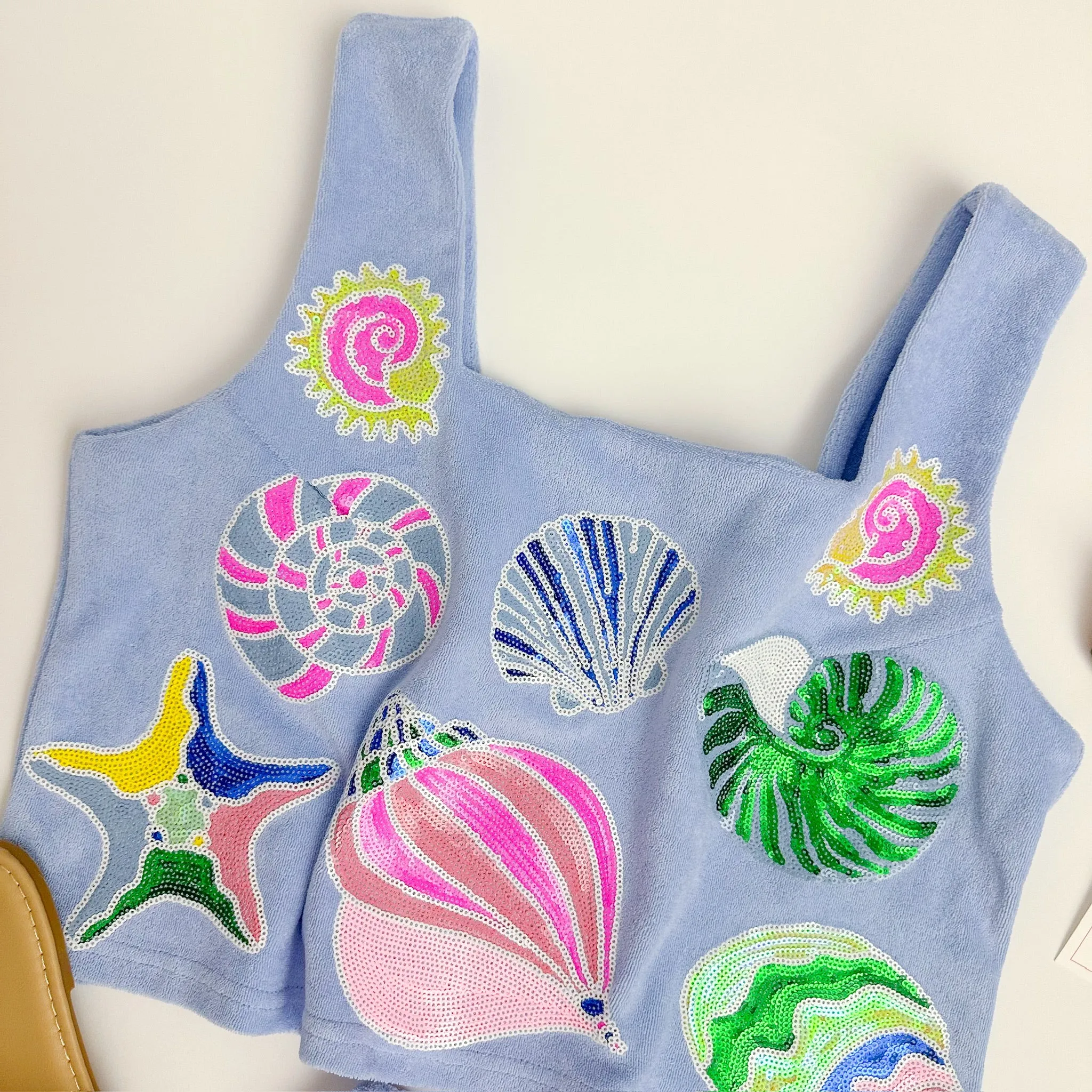 Terry Cloth Sequin Colorblock Shells Tank sold by Mimosa