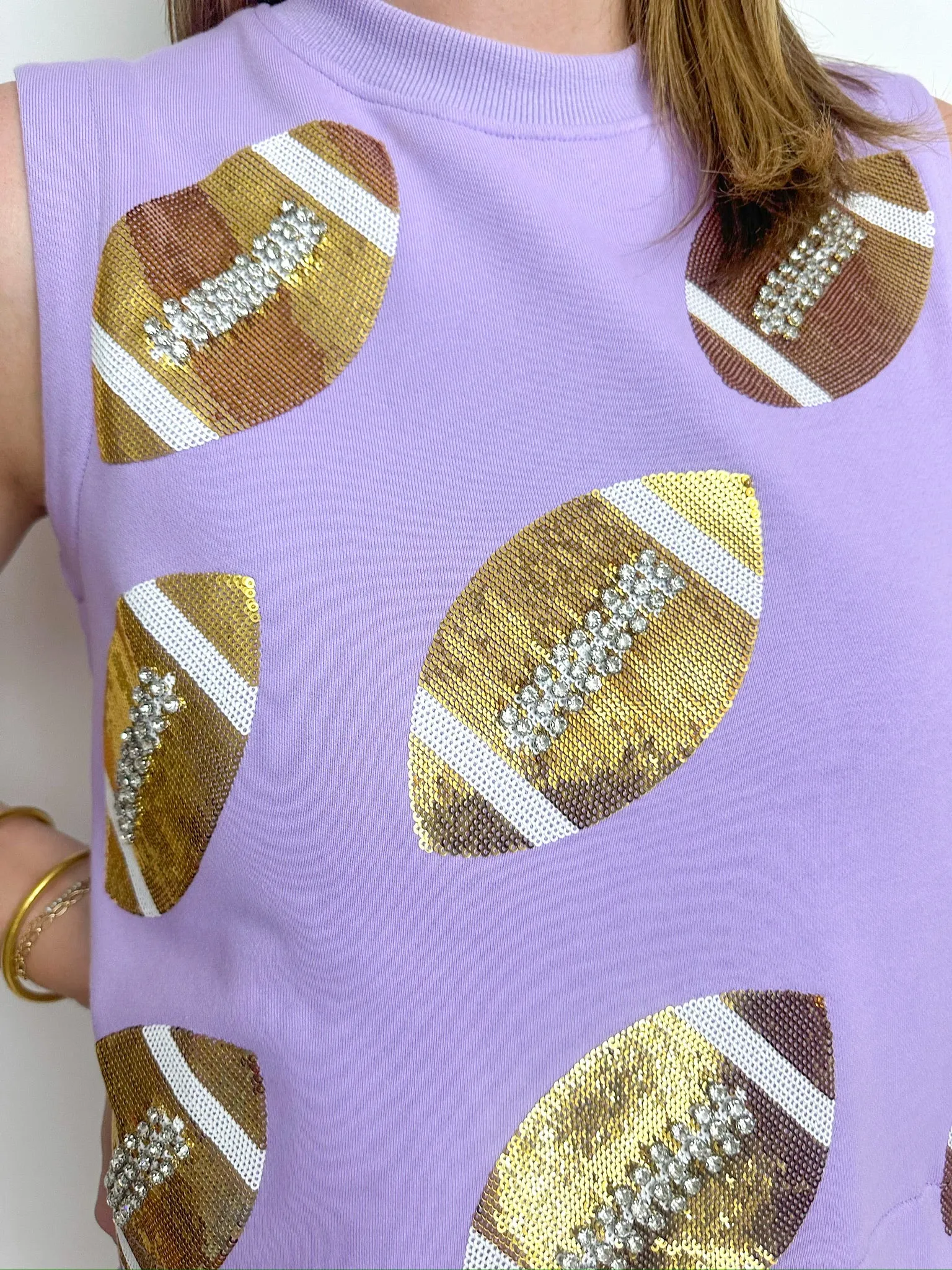 Scattered Sequin & Rhinestone Football Tank sold by Mimosa product image thumbnail 2