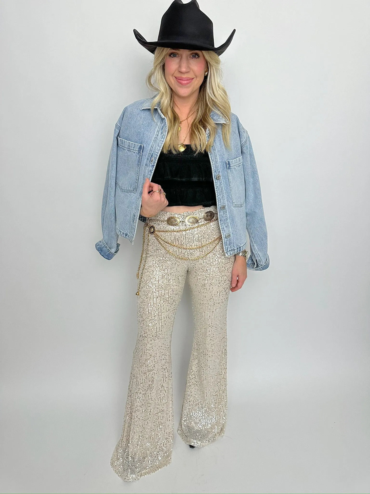 Show Out Sequin Flares sold by Mimosa