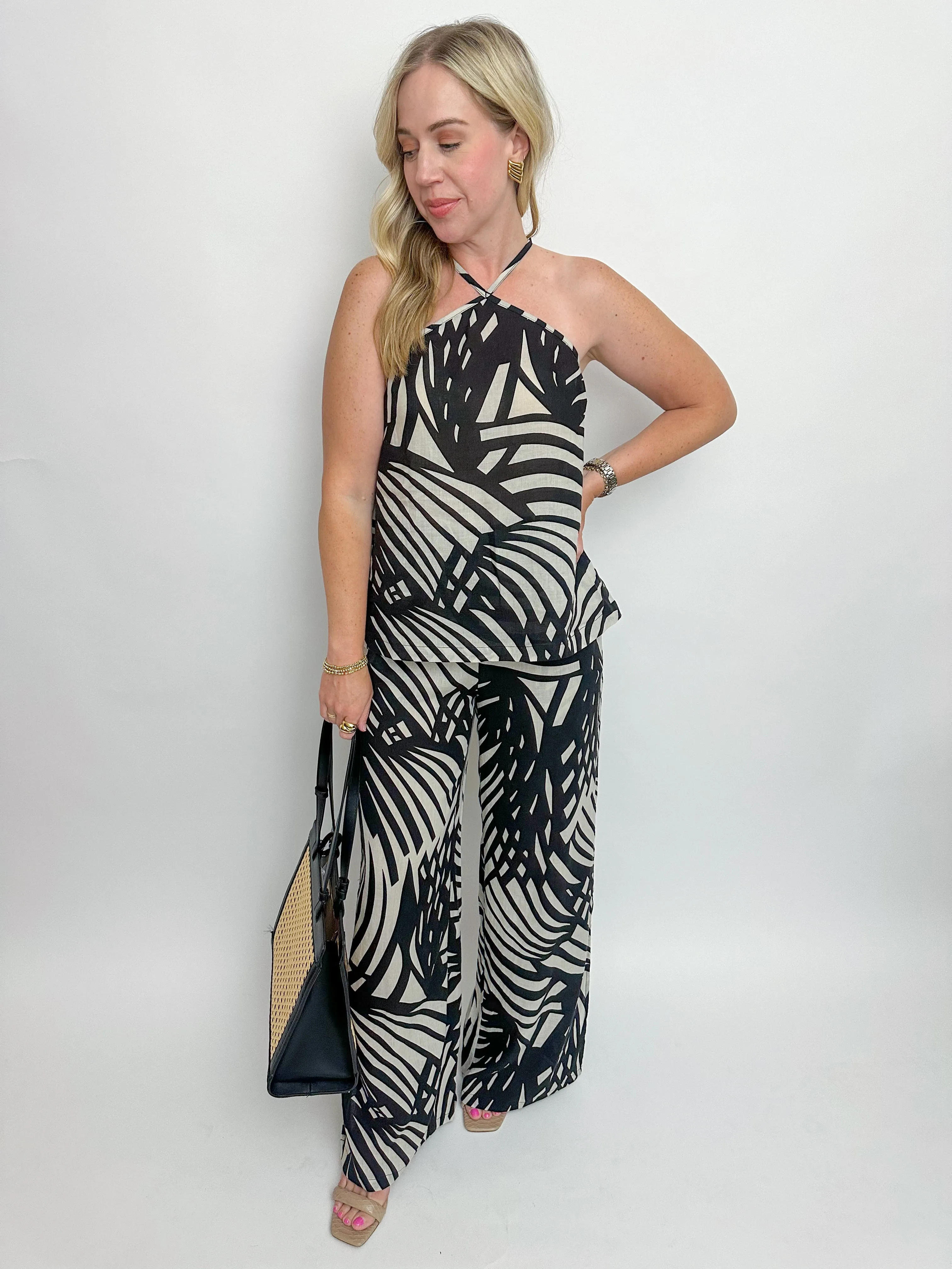 Ariele Printed Linen Halter Tank sold by Mimosa product image thumbnail 5