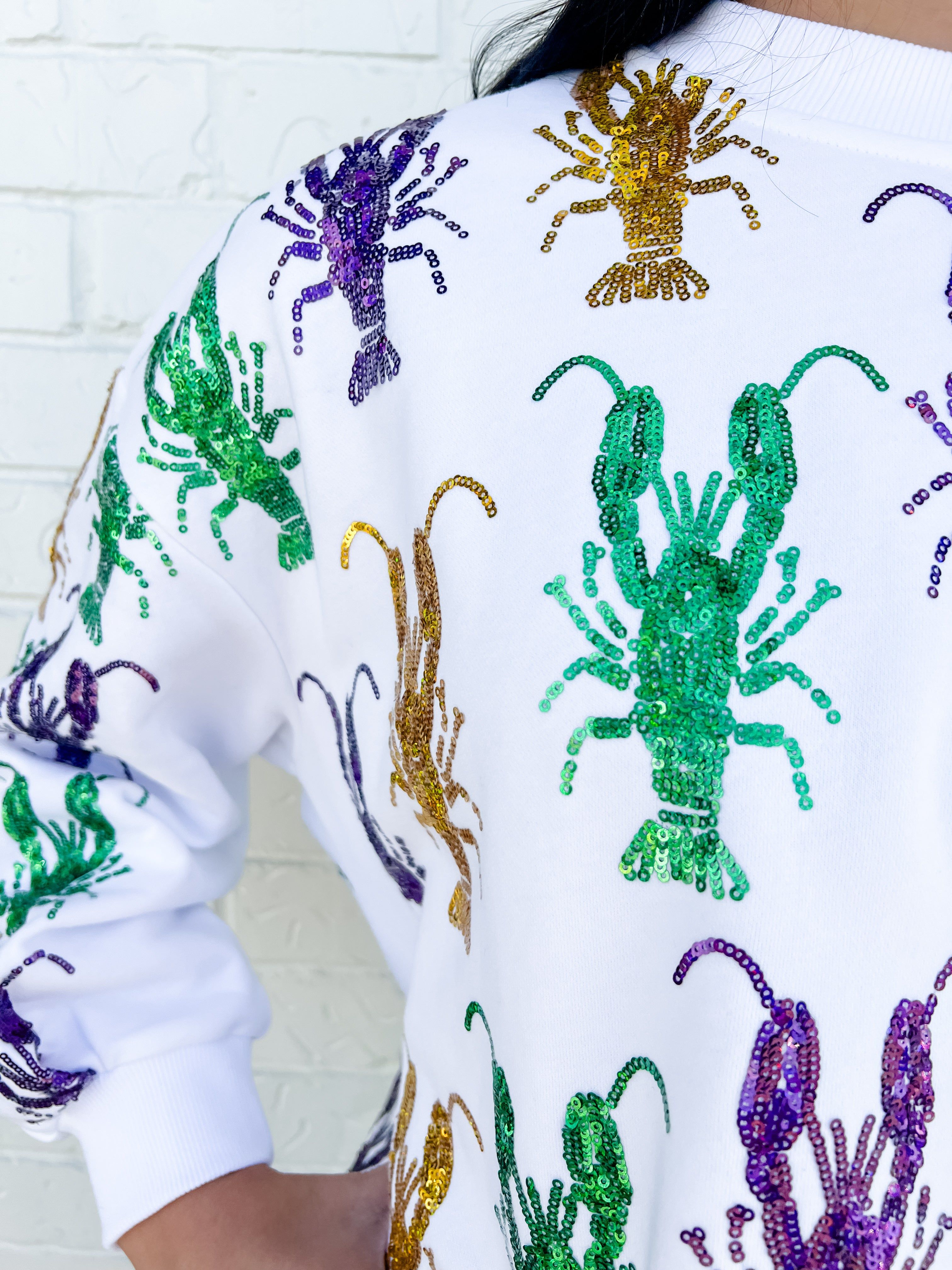 Mardi Gras Sequin Crawfish Sweatshirt sold by Mimosa product image thumbnail 4