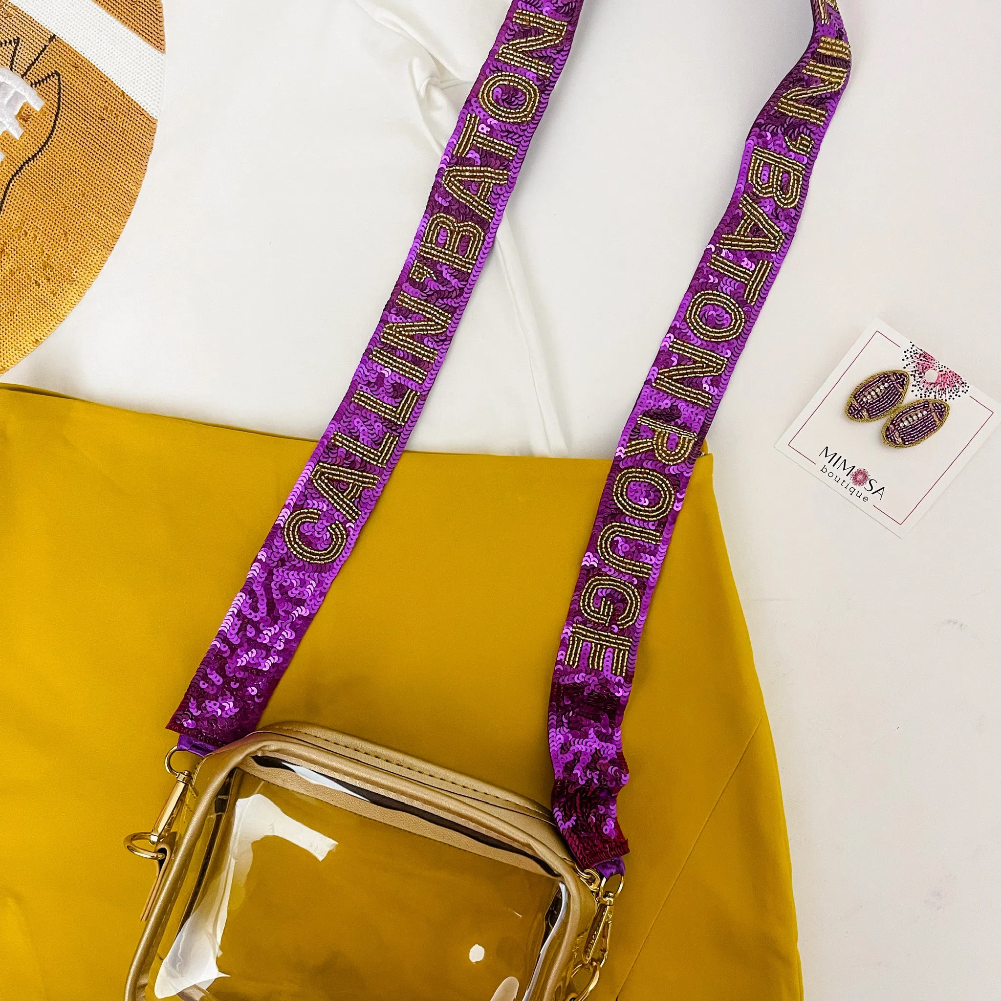 Callin' Baton Rouge Sequin Bag Strap sold by Mimosa