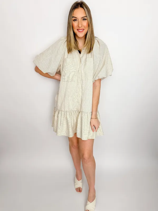 Kate Stripe Ruffle Bottom Dress sold by Mimosa