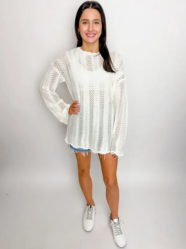 Packable Pullover White Crochet sold by Mimosa