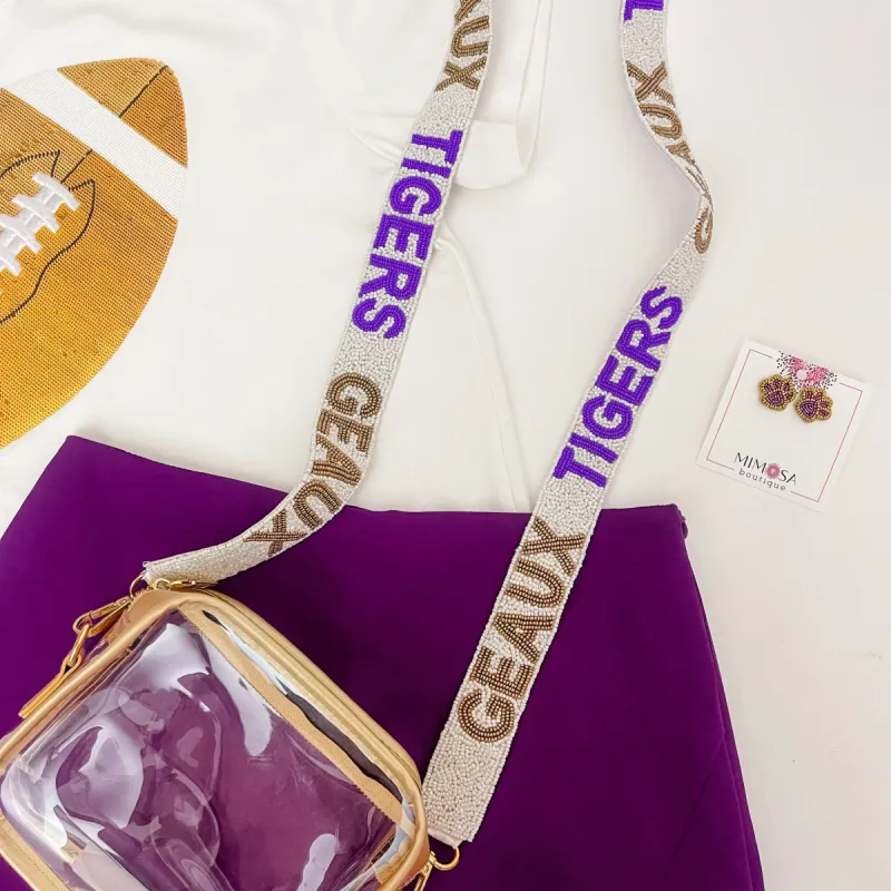 Geaux Tigers Beaded Bag Strap sold by Mimosa