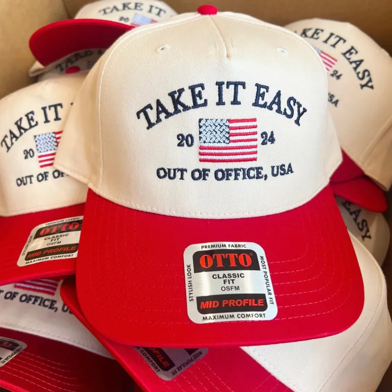 Take It Easy Vintage Trucker Hat sold by Mimosa