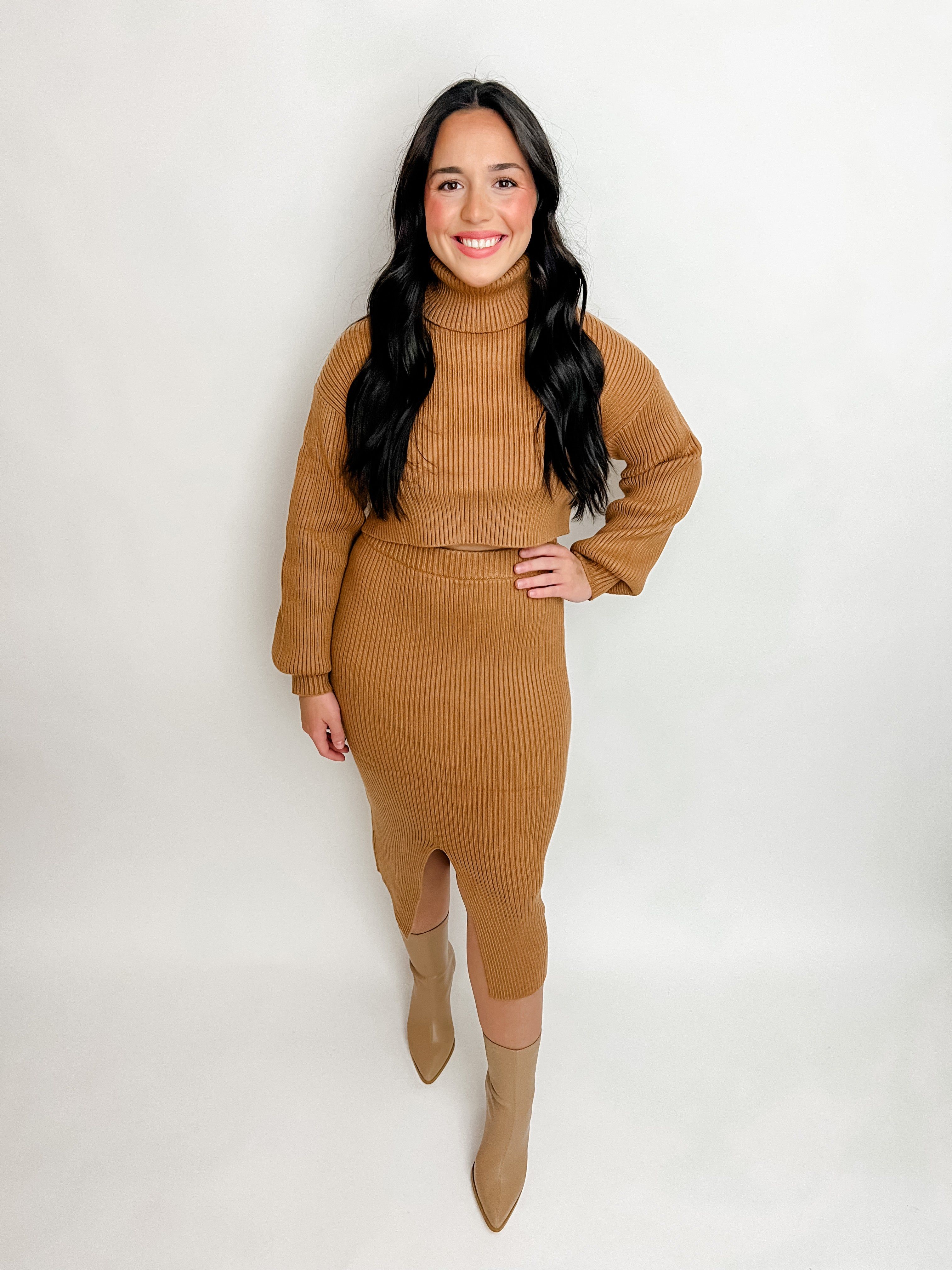 Cocoa Cropped Turtleneck Sweater sold by Mimosa product image thumbnail 4