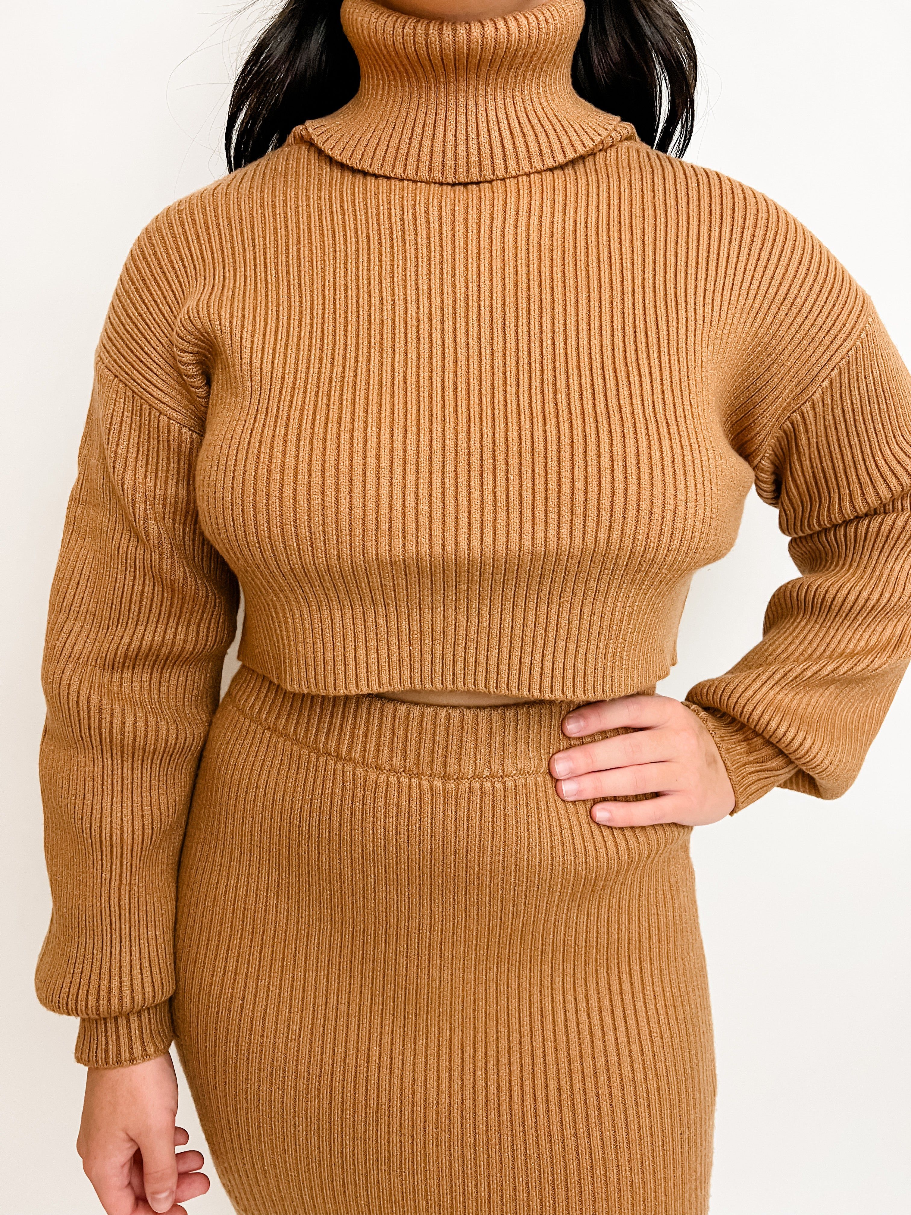 Cocoa Cropped Turtleneck Sweater sold by Mimosa product image thumbnail 5