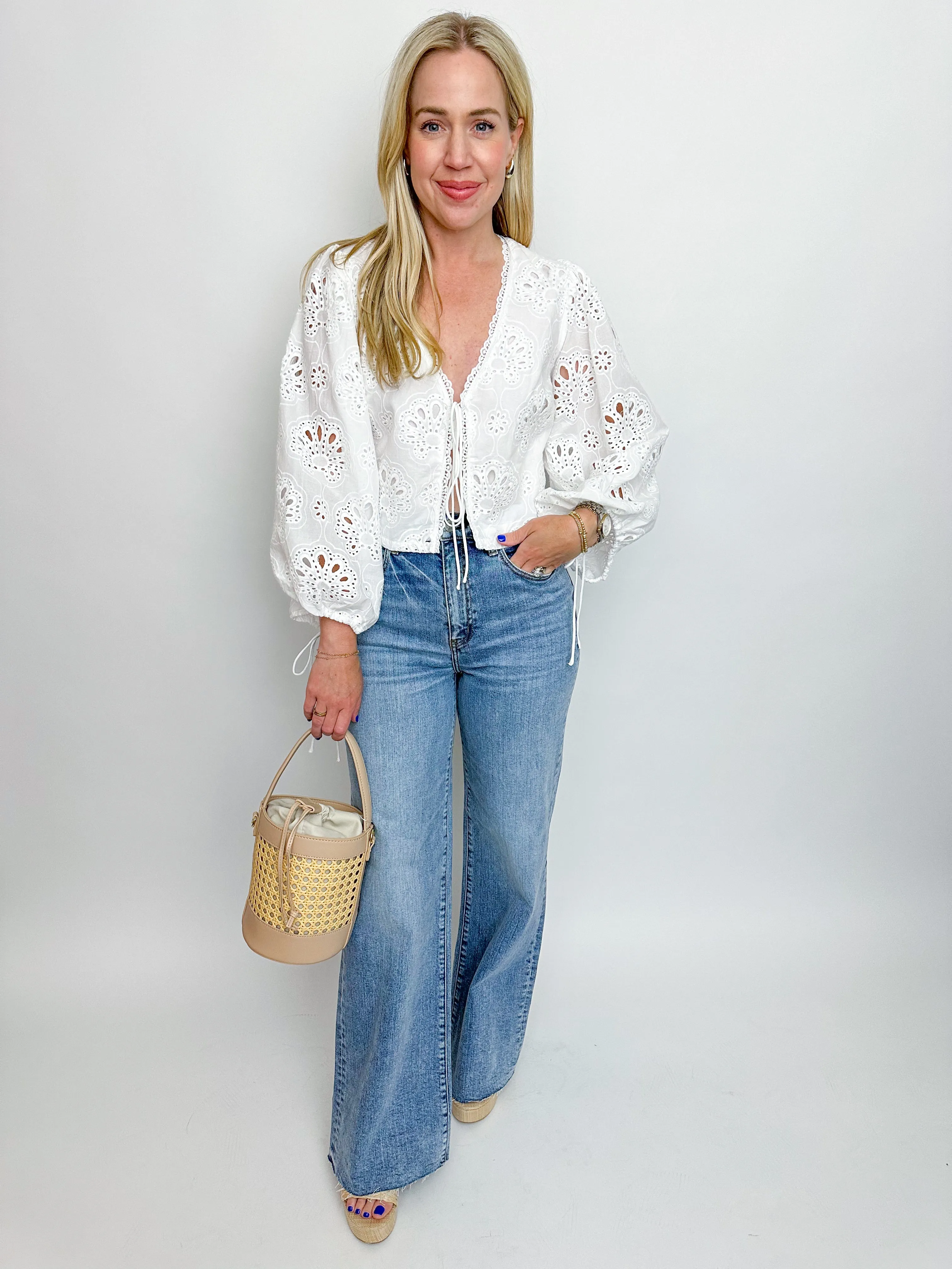 Isabelle Tie Front Crop Blouse sold by Mimosa