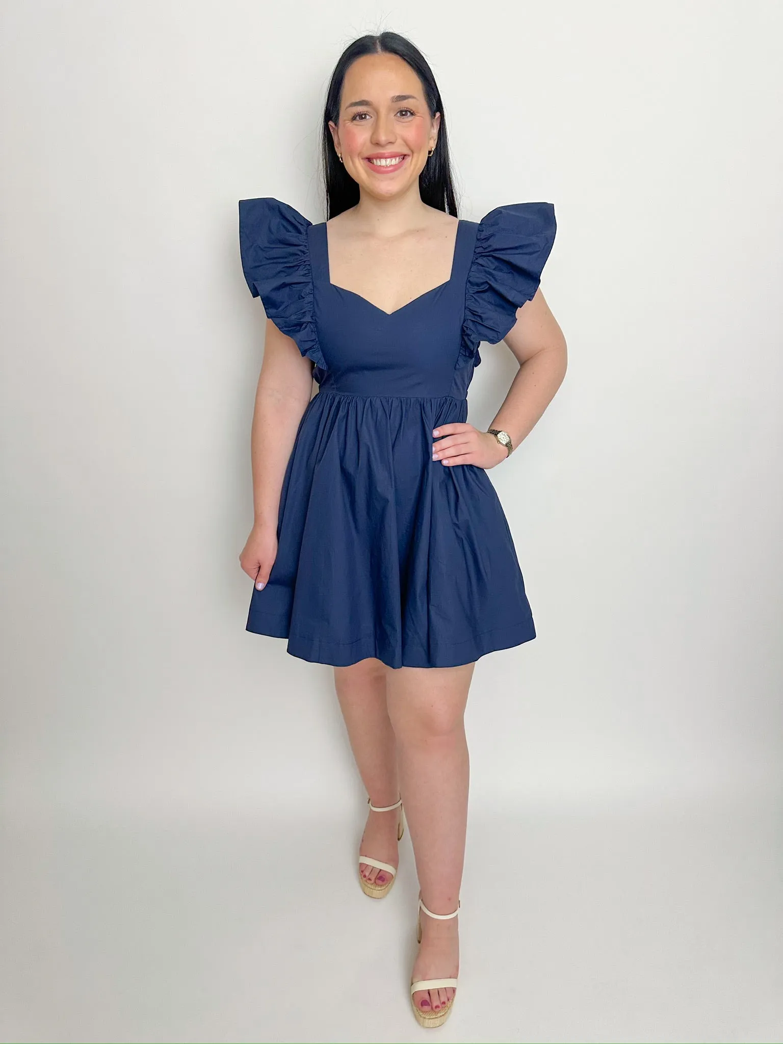 Riviera Ruffle Sleeve Mini Dress sold by Mimosa