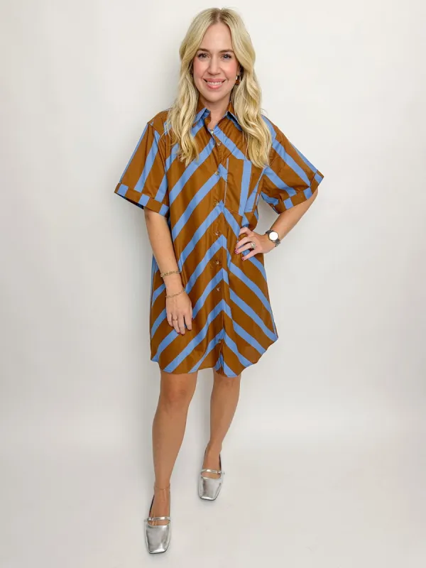 Carson Stripe Shirt Dress sold by Mimosa