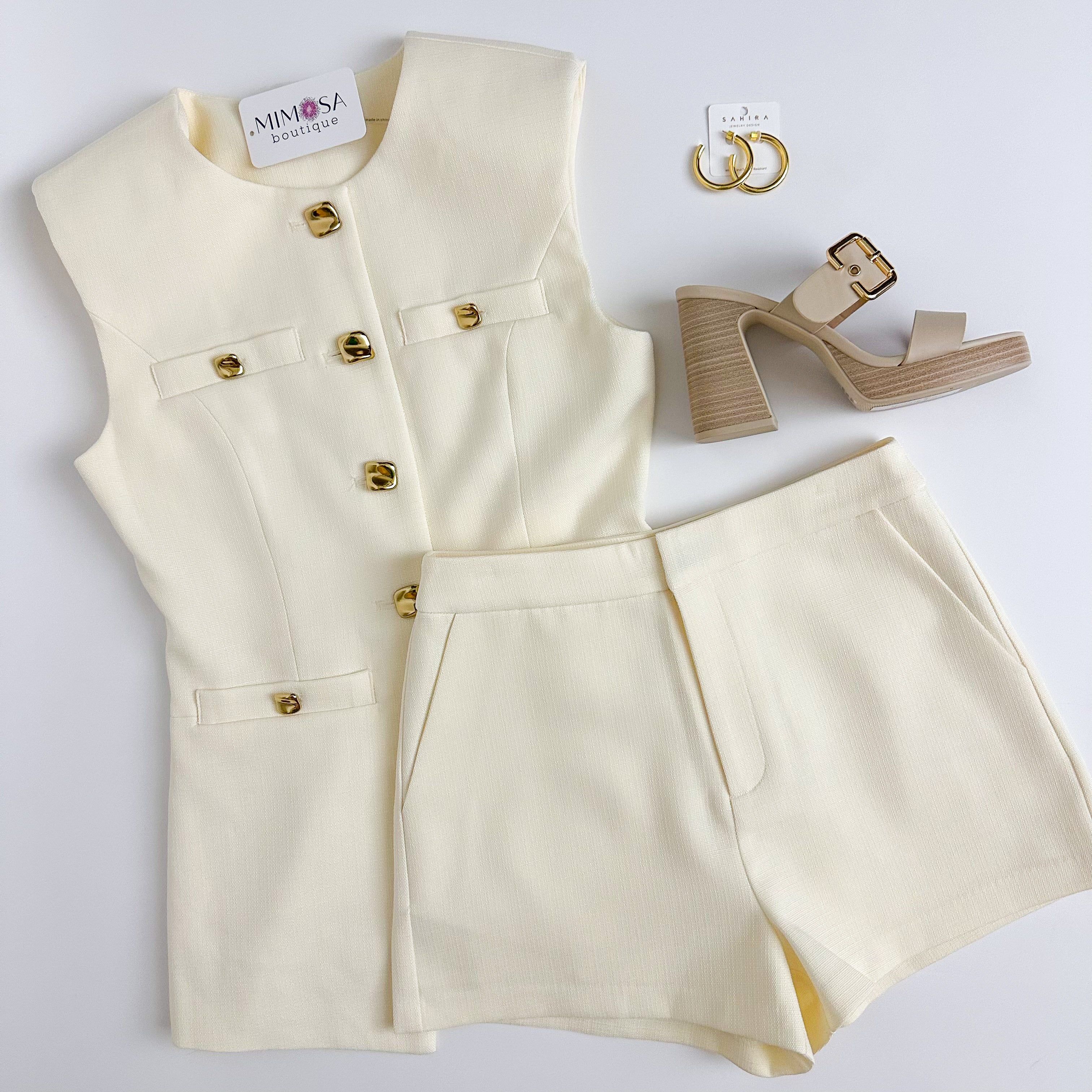 Tanya Linen Power Shoulder Vest sold by Mimosa product image thumbnail 3