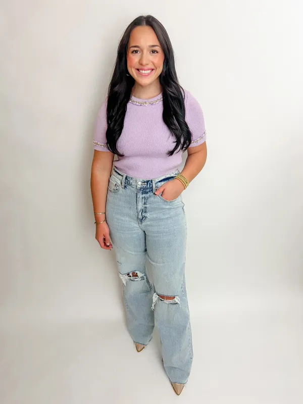 Fancy Chain Trim Knit Top sold by Mimosa