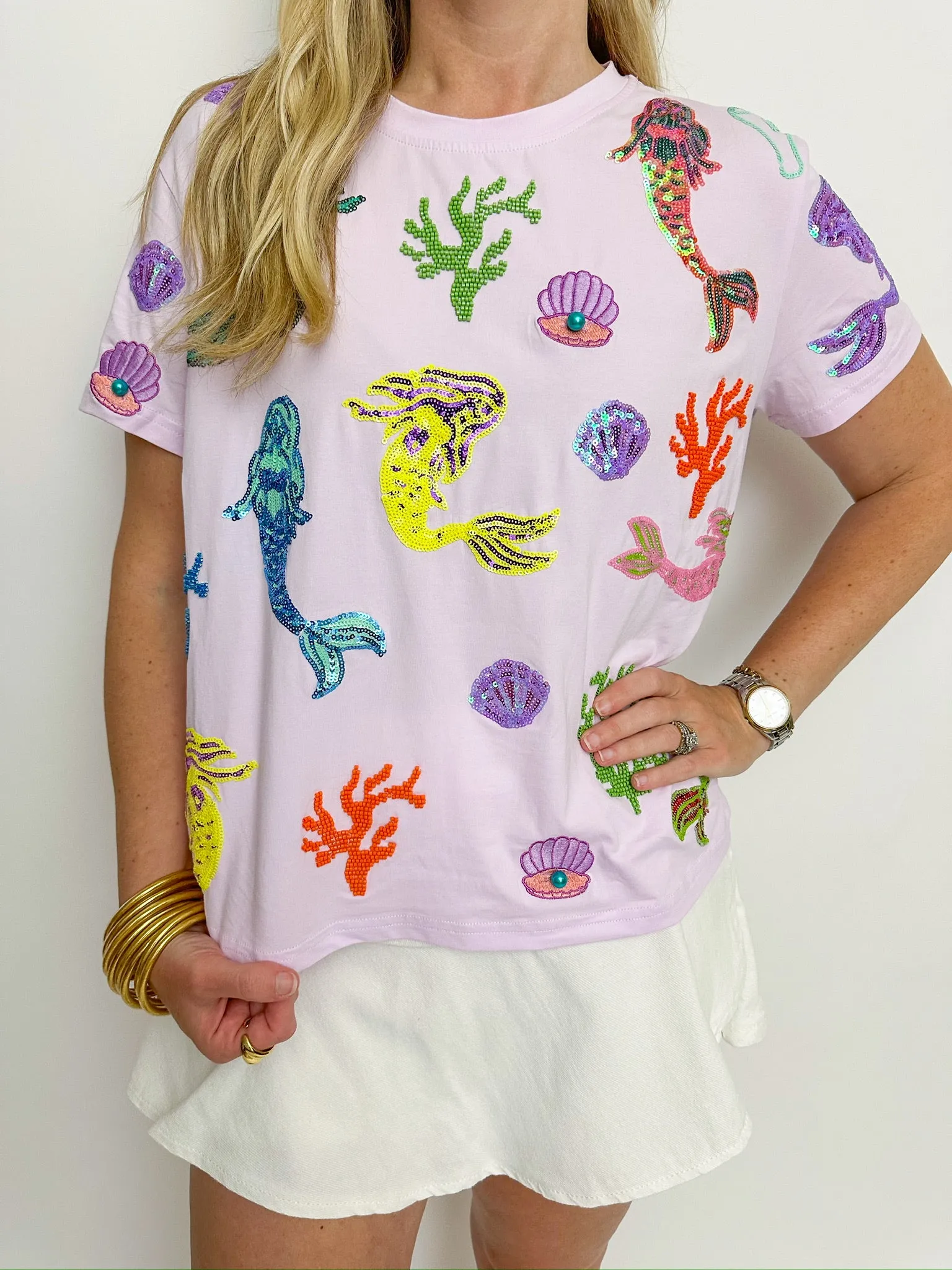 Mermaid & Sea Sequin Tee sold by Mimosa product image thumbnail 3