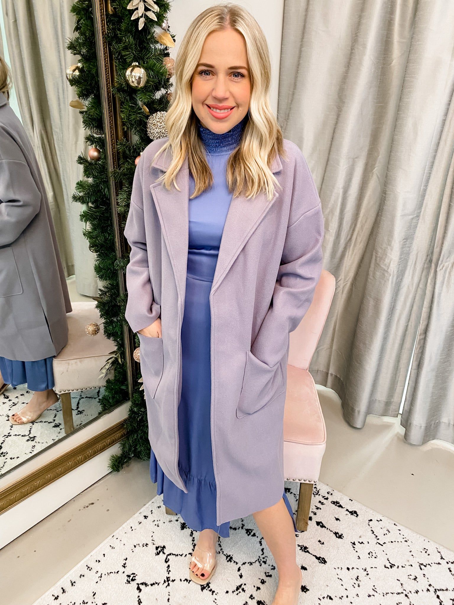 Solid Smock Neck Midi Dress sold by Mimosa product image thumbnail 2