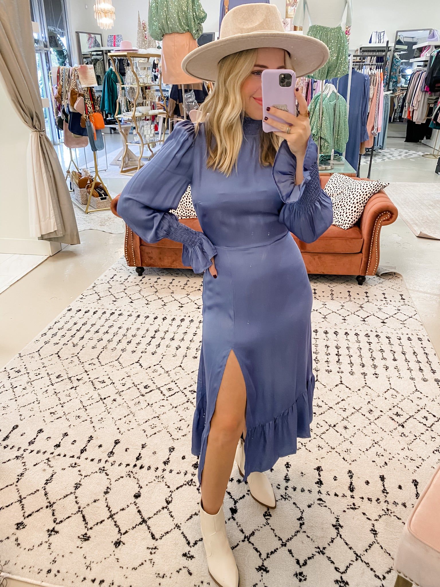 Solid Smock Neck Midi Dress sold by Mimosa product image thumbnail 5