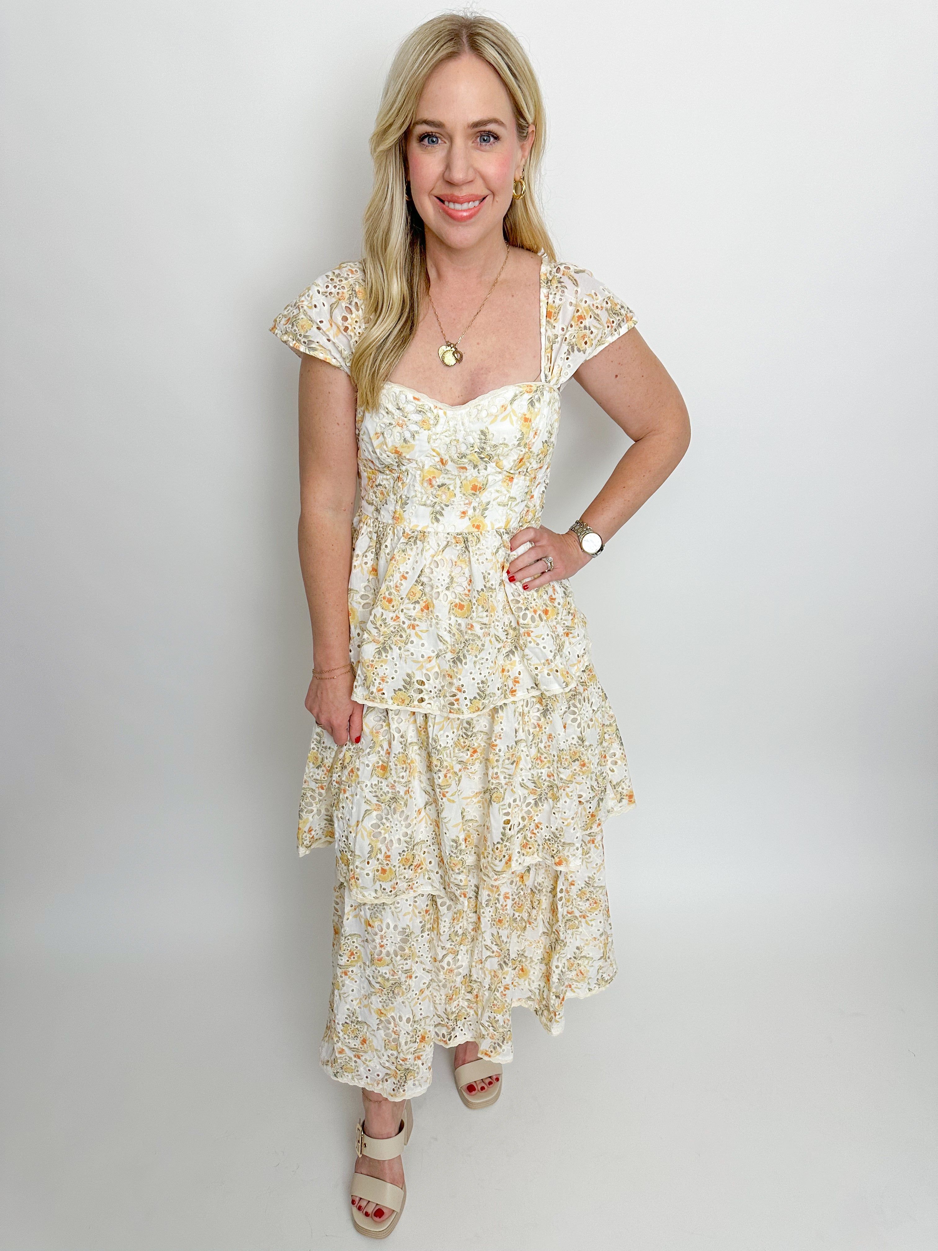 Danielle Floral Eyelet Midi Dress sold by Mimosa