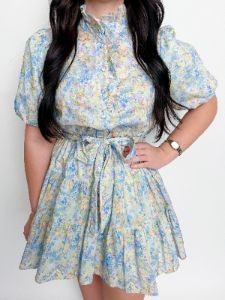 Delicate Floral Puff Sleeve Mini Dress sold by Mimosa