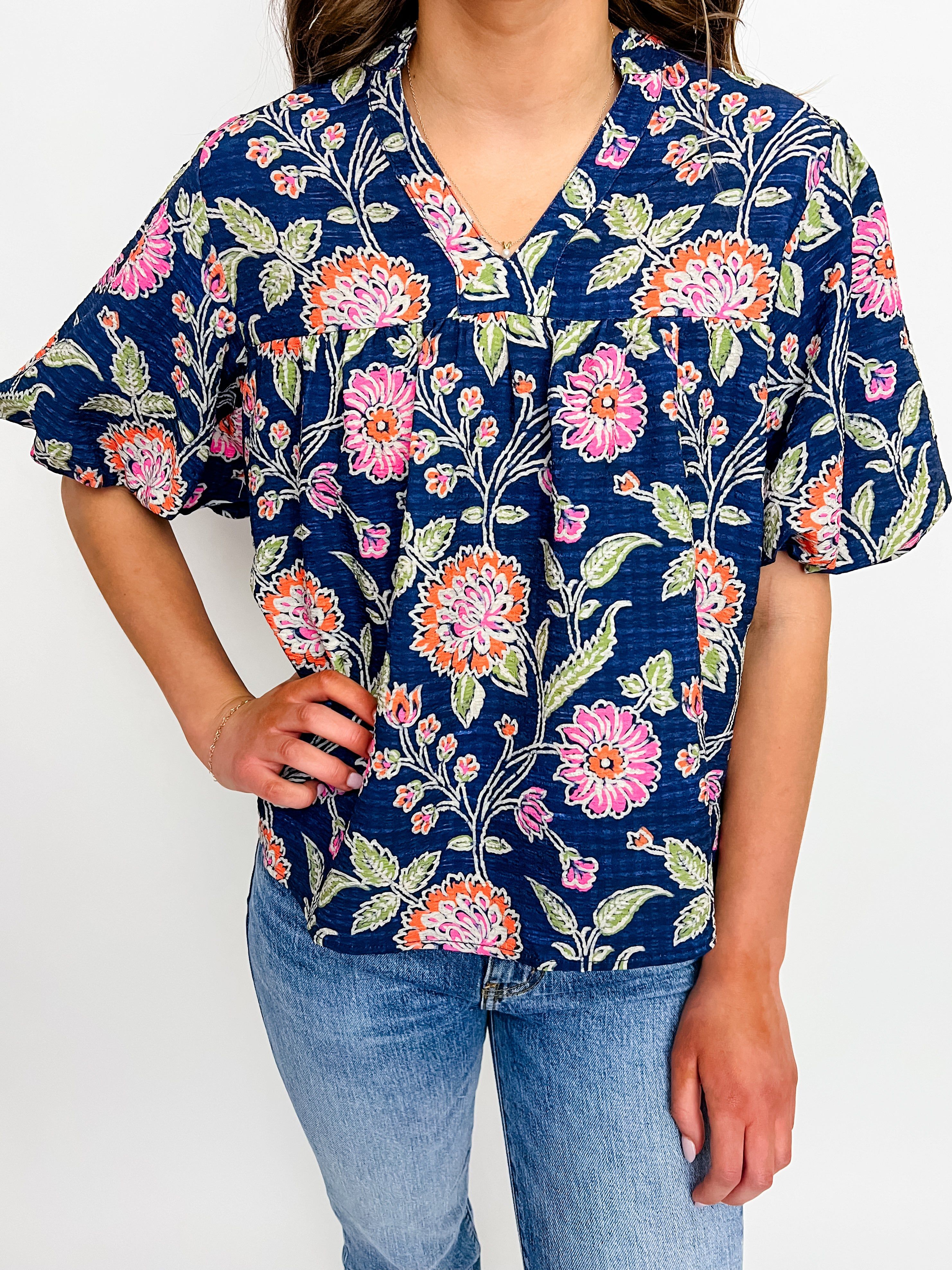 Chrysanthemum Puff Sleeve Blouse sold by Mimosa product image thumbnail 2