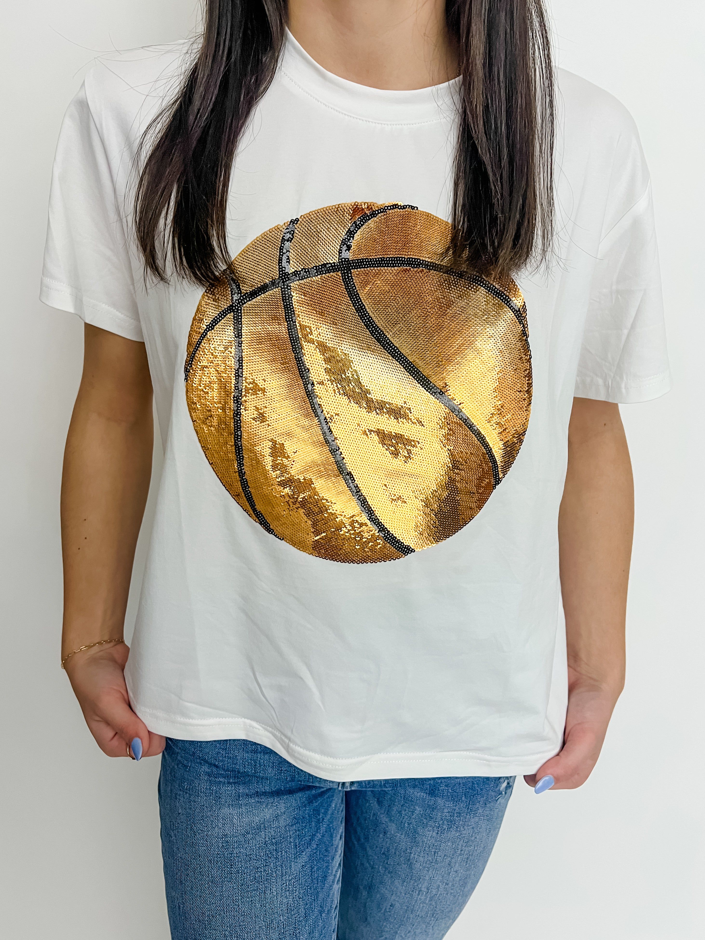 Sequin Basketball Tee White sold by Mimosa product image thumbnail 4