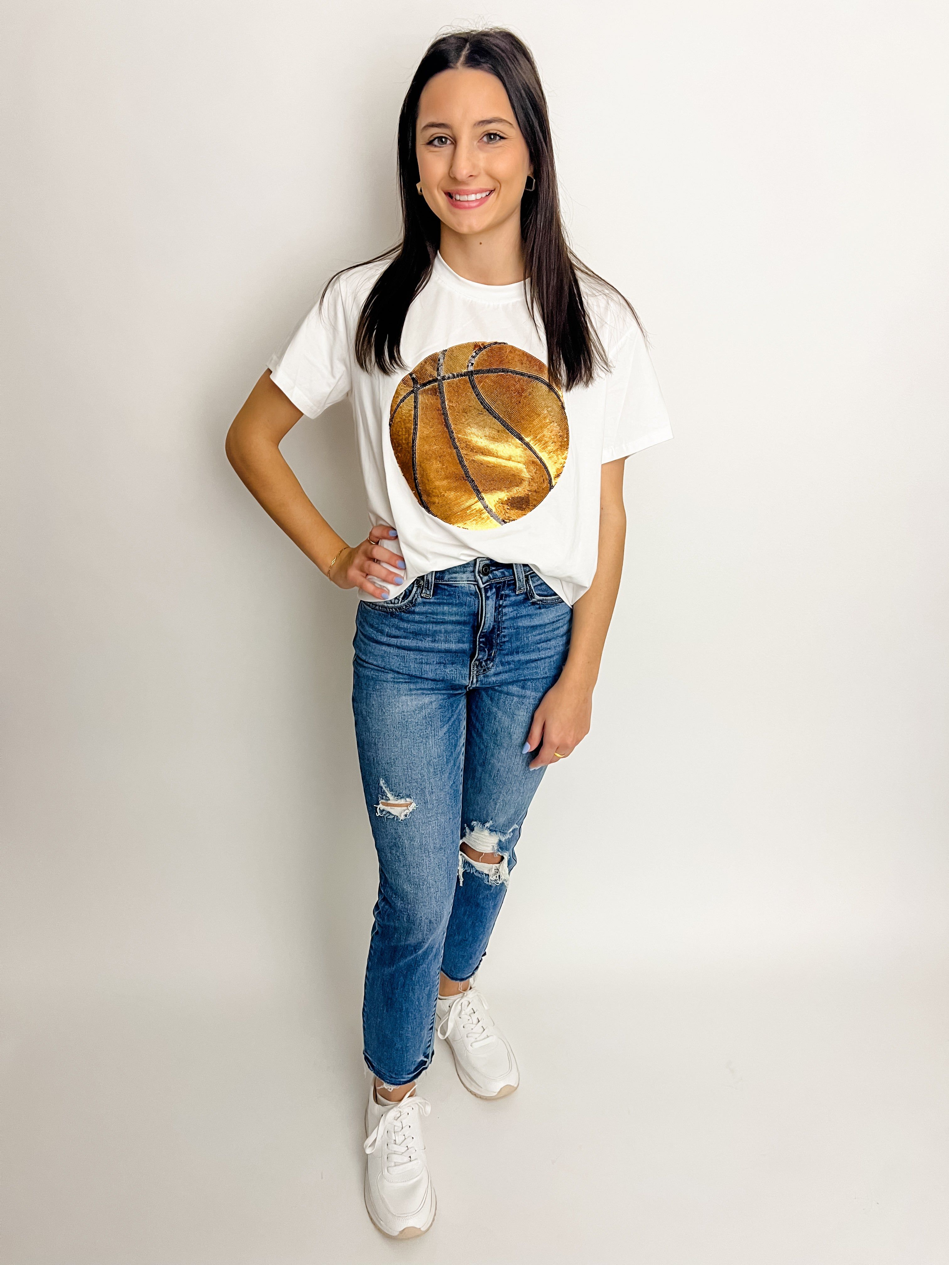 Sequin Basketball Tee White sold by Mimosa product image thumbnail 2