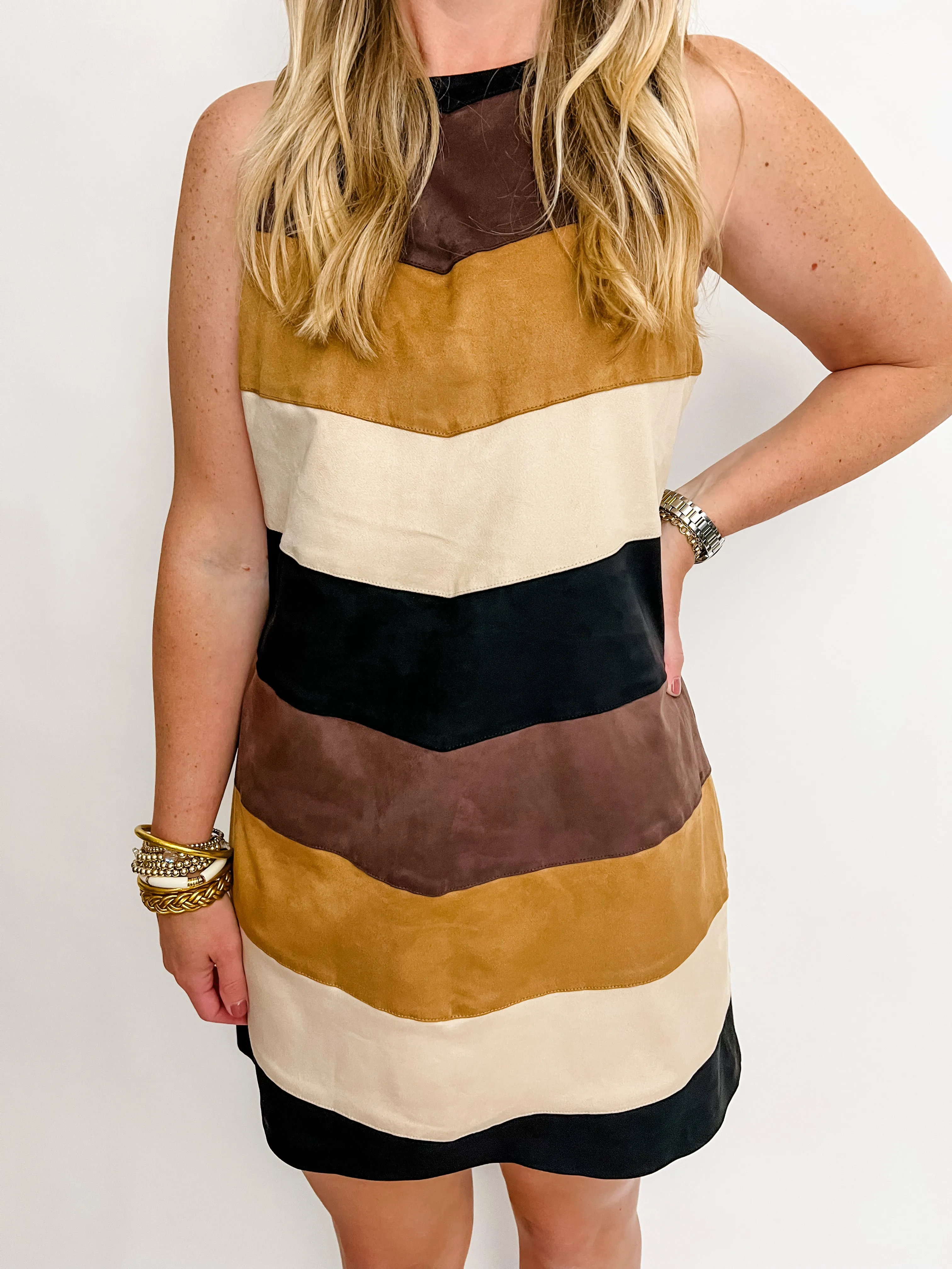 Mod Mini Dress Faux Suede Chevron sold by Mimosa product image thumbnail 5