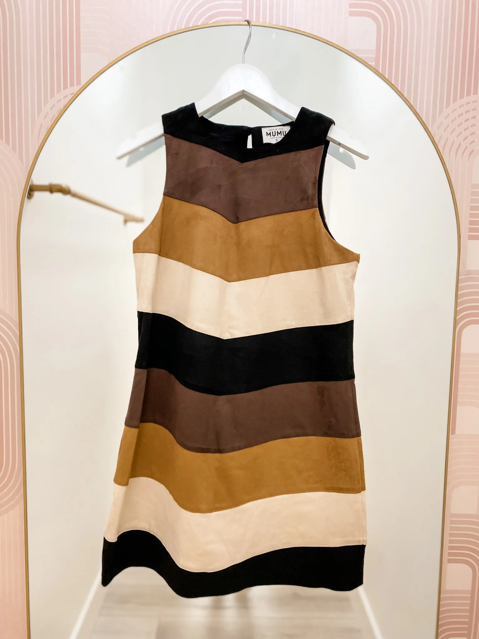 Mod Mini Dress Faux Suede Chevron sold by Mimosa product image thumbnail 2