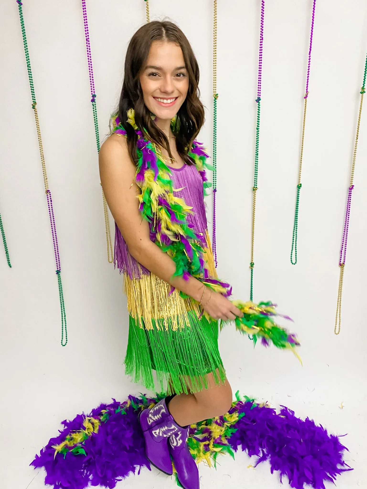 Mardi Gras Sequin Fringe Mini Dress sold by Mimosa product image thumbnail 2