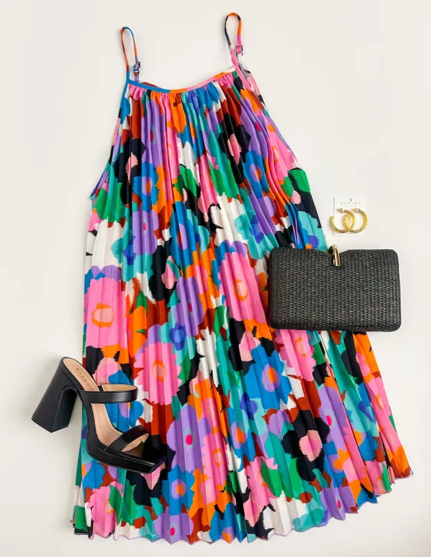 Pleated Floral Mini Dress sold by Mimosa