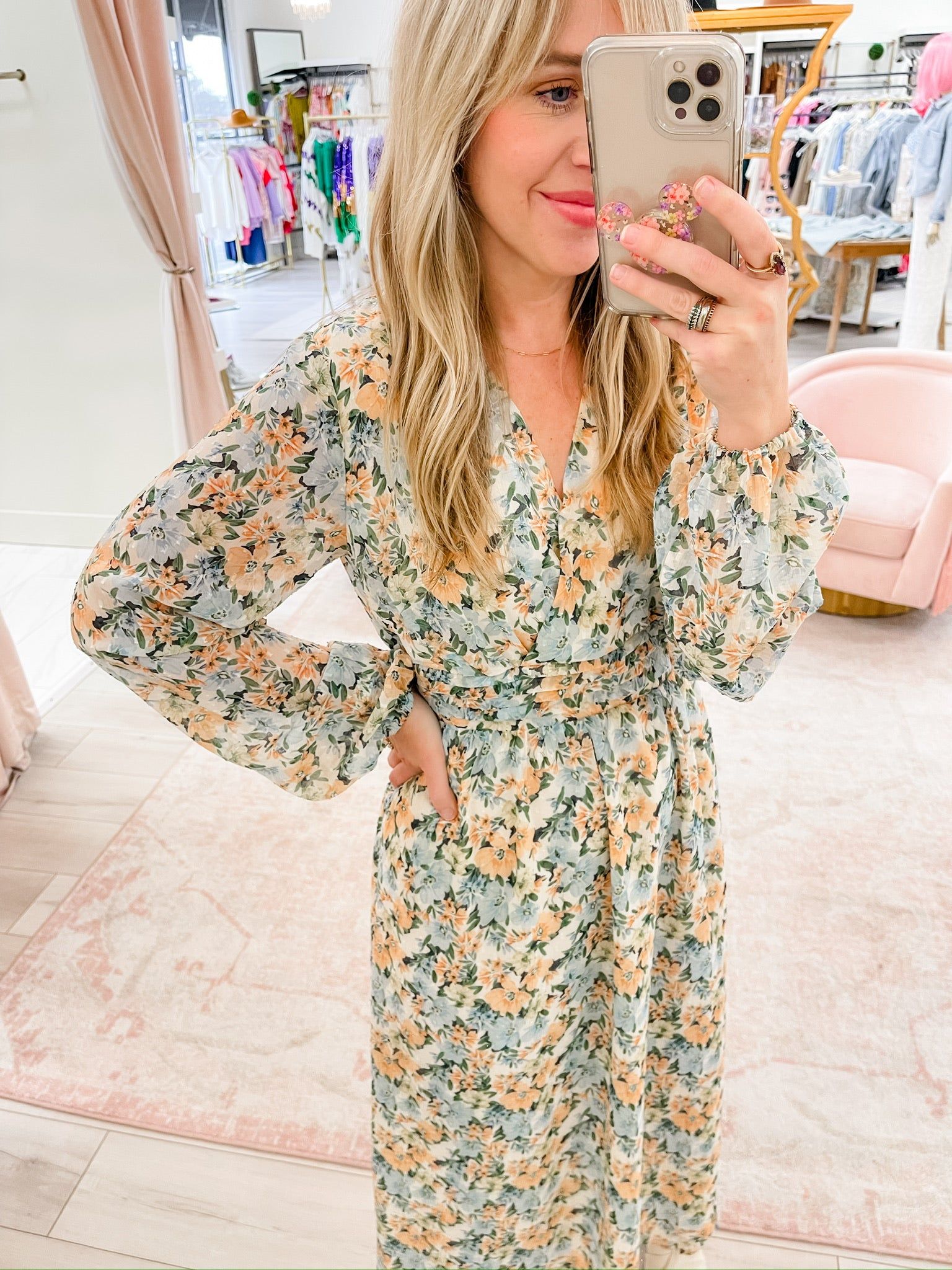 Green Thumbs Vneck Gathered Midi Dress sold by Mimosa product image thumbnail 5