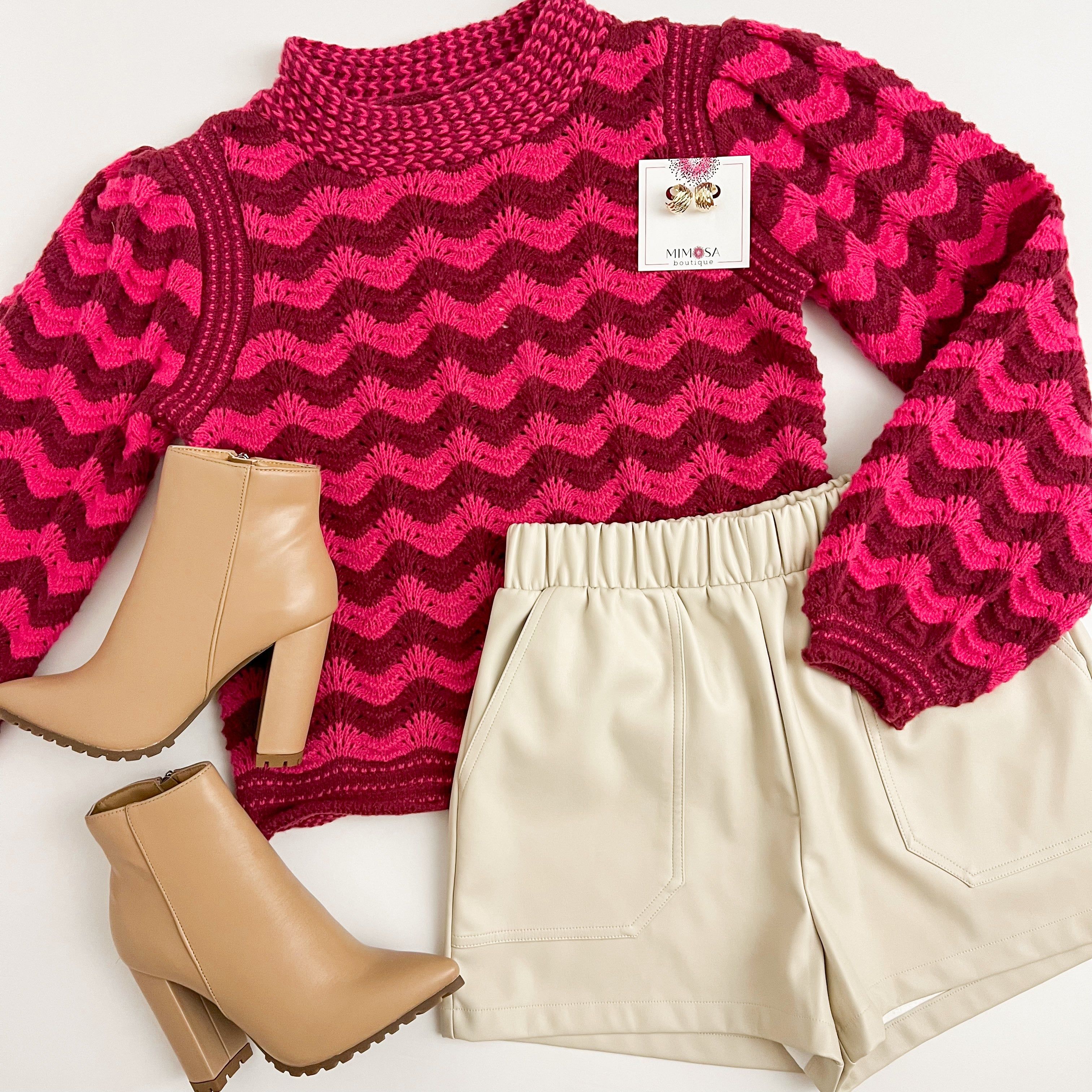 Pointelle Wavy Stripe Sweater sold by Mimosa