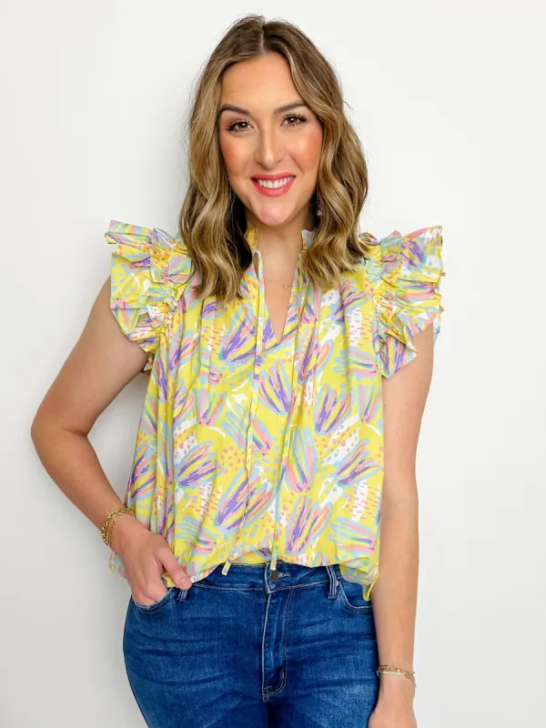 Spring Fever Ruffle Top sold by Mimosa