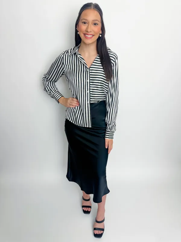 Mod Stripes Button Down Top sold by Mimosa